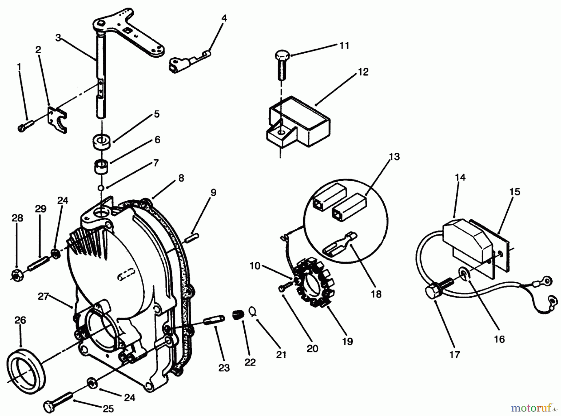  Toro Neu Mowers, Lawn & Garden Tractor Seite 1 73501 (520-H) - Toro 520-H Garden Tractor, 1995 (59002869-59002946) GEARCASE & IGNITION CONTROLS