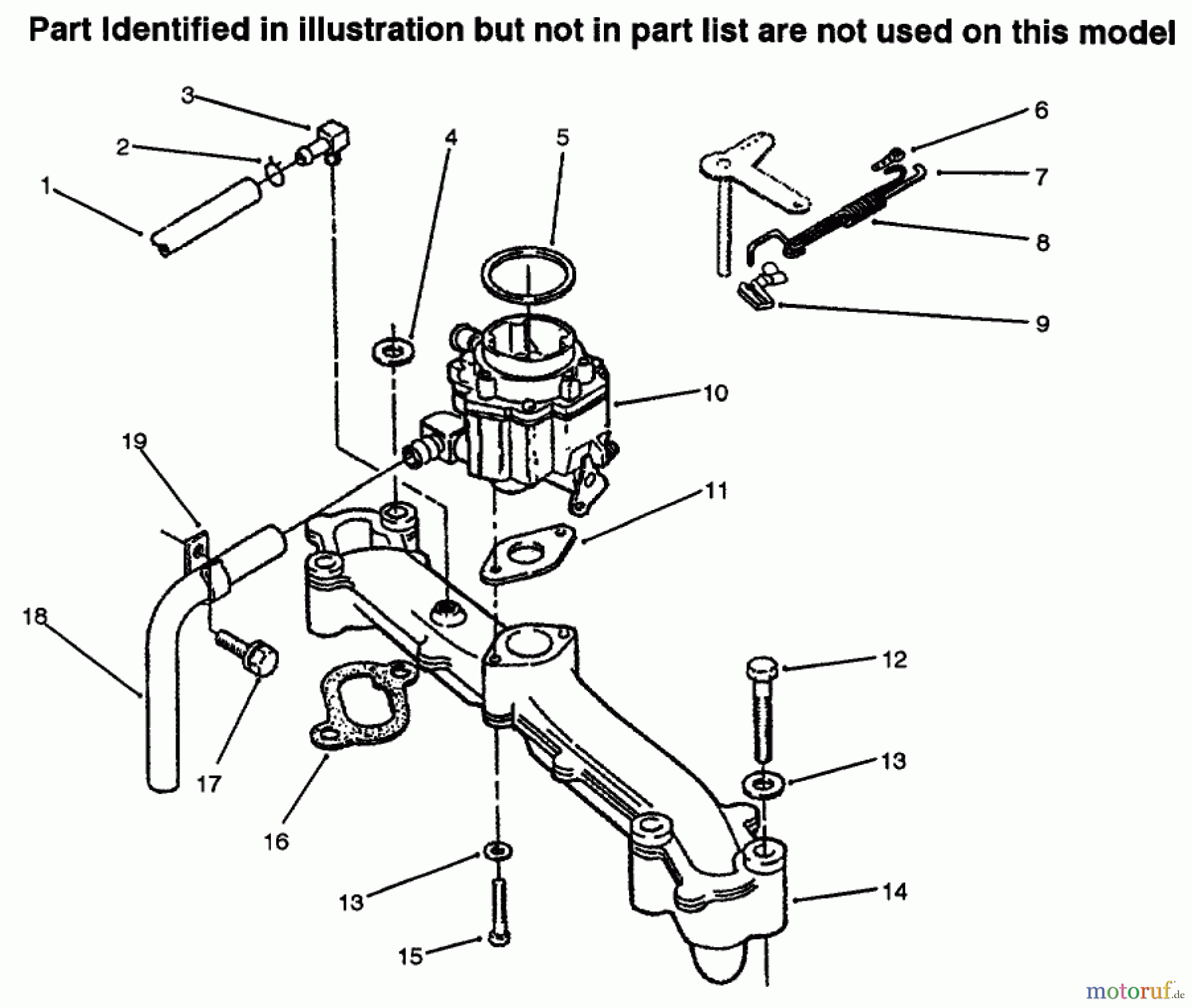  Toro Neu Mowers, Lawn & Garden Tractor Seite 1 73521 (520-H) - Toro 520-H Garden Tractor, 1996 (6900001-6999999) INTAKE MANIFOLD & CARBURETOR