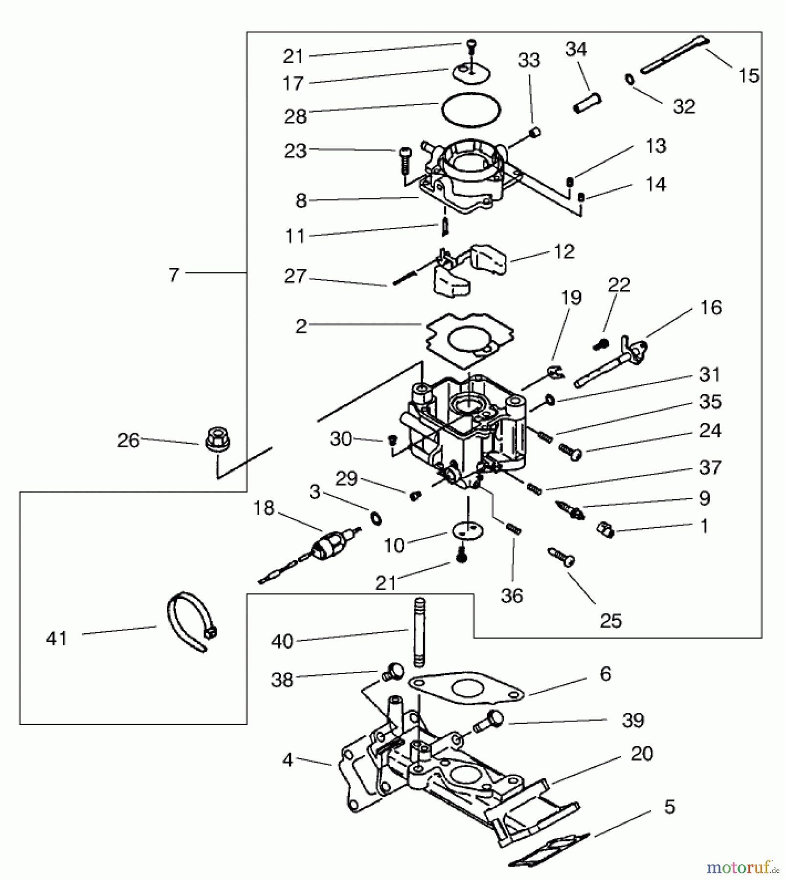  Toro Neu Mowers, Lawn & Garden Tractor Seite 1 73547 (520Lxi) - Toro 520Lxi Garden Tractor, 2000 (200000001-200000241) CARBURETOR ASSEMBLY