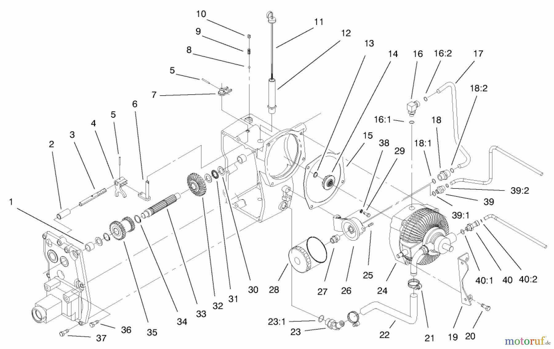  Toro Neu Mowers, Lawn & Garden Tractor Seite 1 73547 (520Lxi) - Toro 520Lxi Garden Tractor, 2000 (200000001-200000241) HYDRO TRANS AXLE ASSEMBLY #2