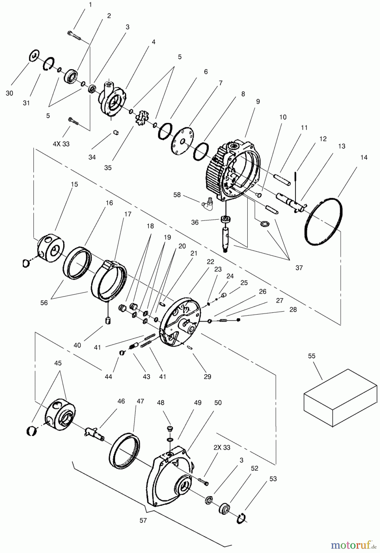  Toro Neu Mowers, Lawn & Garden Tractor Seite 1 73580 (520Lxi) - Toro 520Lxi Garden Tractor, 2001 (210000001-210999999) HYDRO TRANSMISSION ASSEMBLY NO. 94-2003