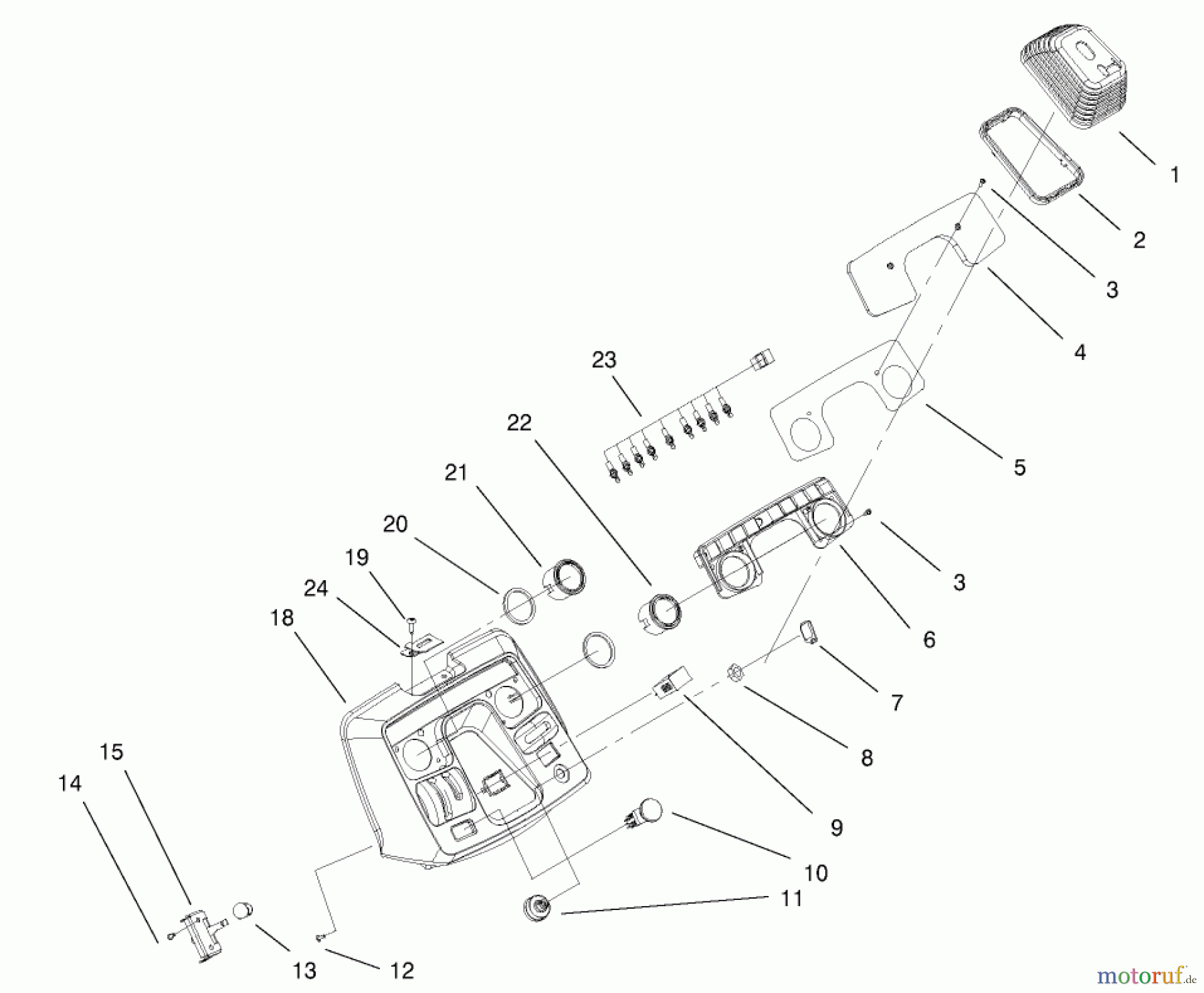  Toro Neu Mowers, Lawn & Garden Tractor Seite 1 73552 (523Dxi) - Toro 523Dxi Garden Tractor, 2000 (200000001-200999999) DASH ASSEMBLY