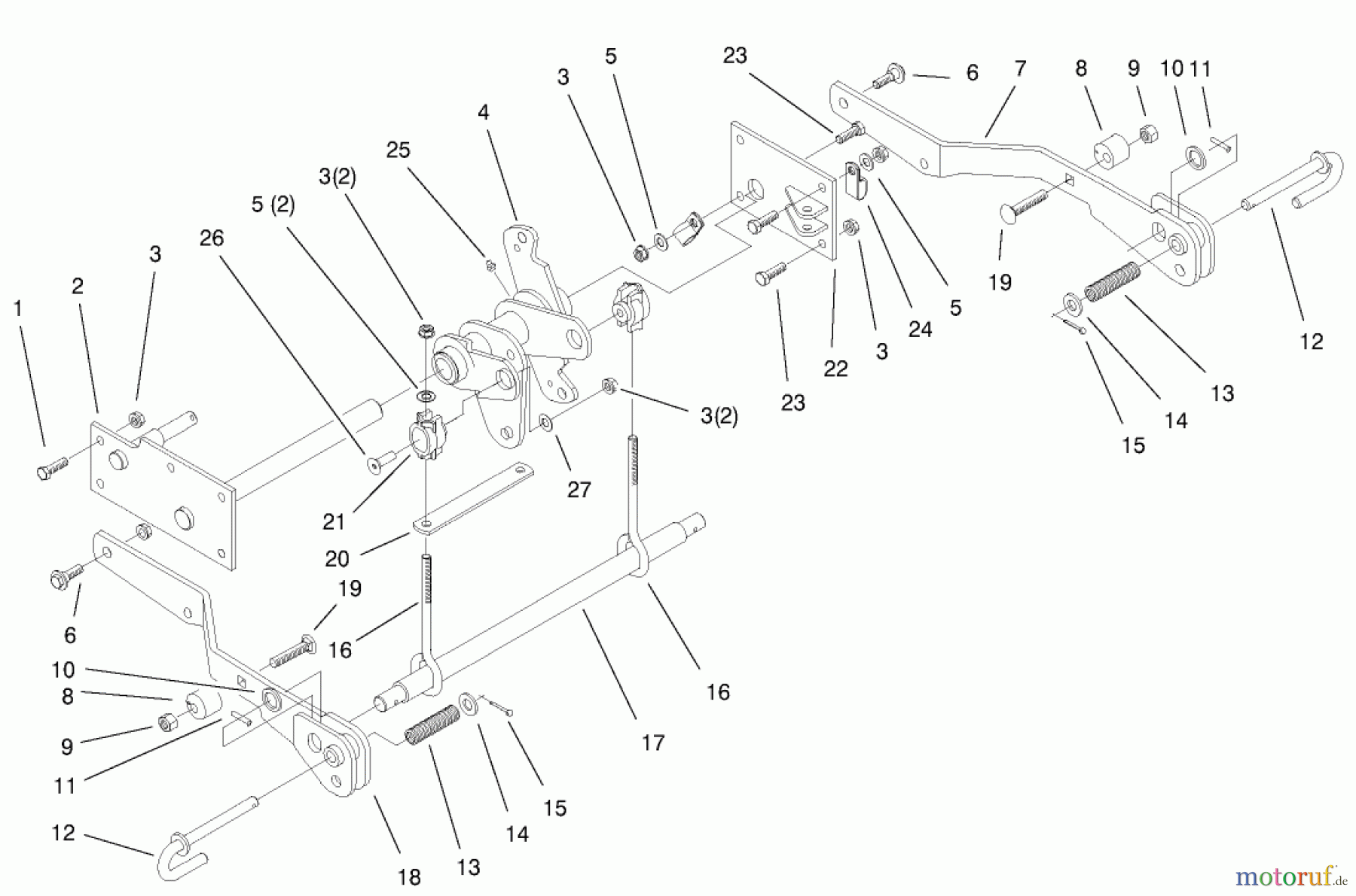  Toro Neu Mowers, Lawn & Garden Tractor Seite 1 73552 (523Dxi) - Toro 523Dxi Garden Tractor, 2000 (200000001-200999999) HYDRO LIFT LOWER ASSEMBLY