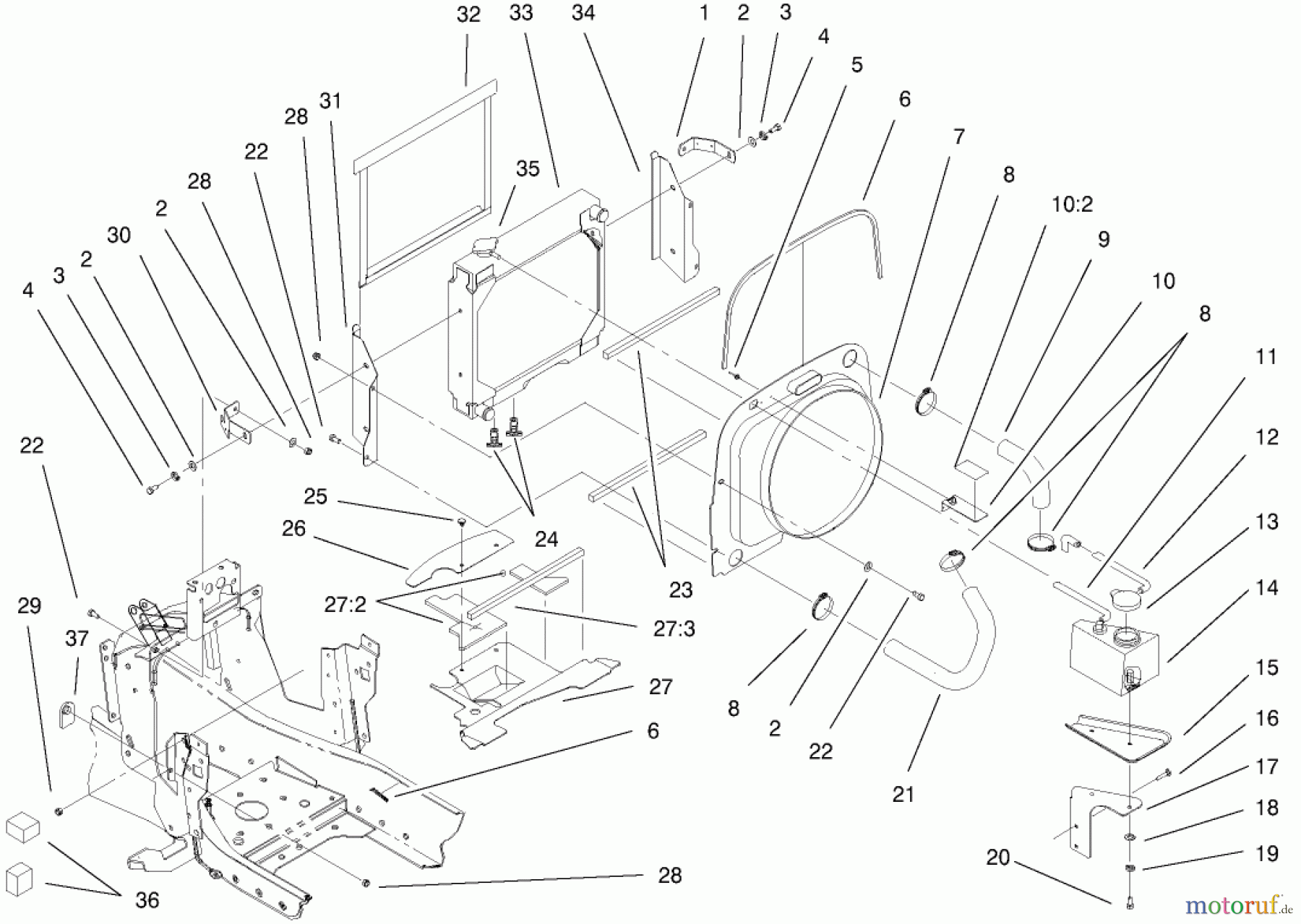  Toro Neu Mowers, Lawn & Garden Tractor Seite 1 73590 (523Dxi) - Toro 523Dxi Garden Tractor, 2000 (200000001-200999999) LIQUID COOLED DIESEL ENGINE ASSEMBLY #2