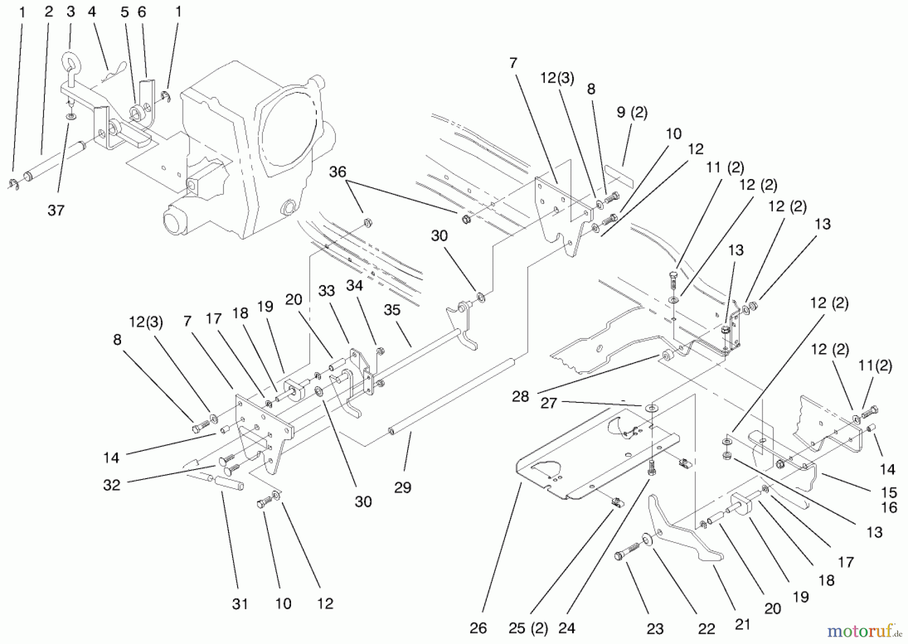  Toro Neu Mowers, Lawn & Garden Tractor Seite 1 73561 (522xi) - Toro 522xi Garden Tractor, 2000 (000000001-000999999) ATTACH-A-MATIC & HITCH ASSEMBLY