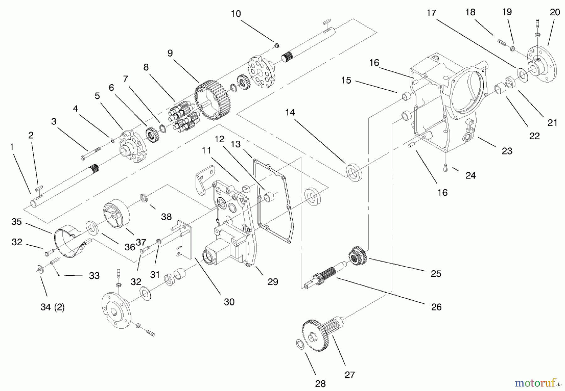  Toro Neu Mowers, Lawn & Garden Tractor Seite 1 73561 (522xi) - Toro 522xi Garden Tractor, 2000 (000000001-000999999) HYDRO TRANS AXLE ASSEMBLY #1