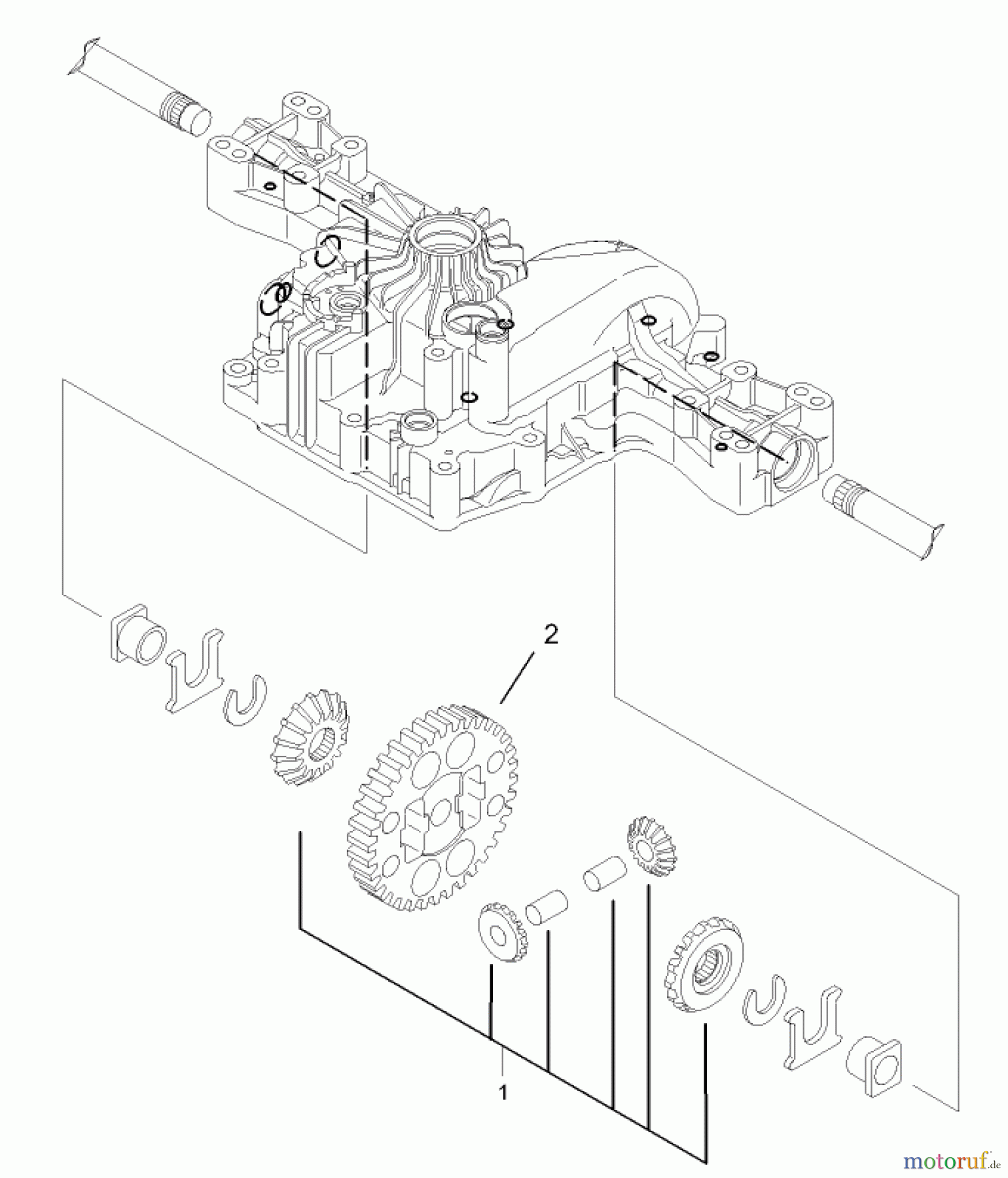  Toro Neu Mowers, Lawn & Garden Tractor Seite 1 74570 (170-DH) - Toro 170-DH Lawn Tractor, 2000 (200000001-200999999) DIFFERENTIAL GEAR ASSEMBLY