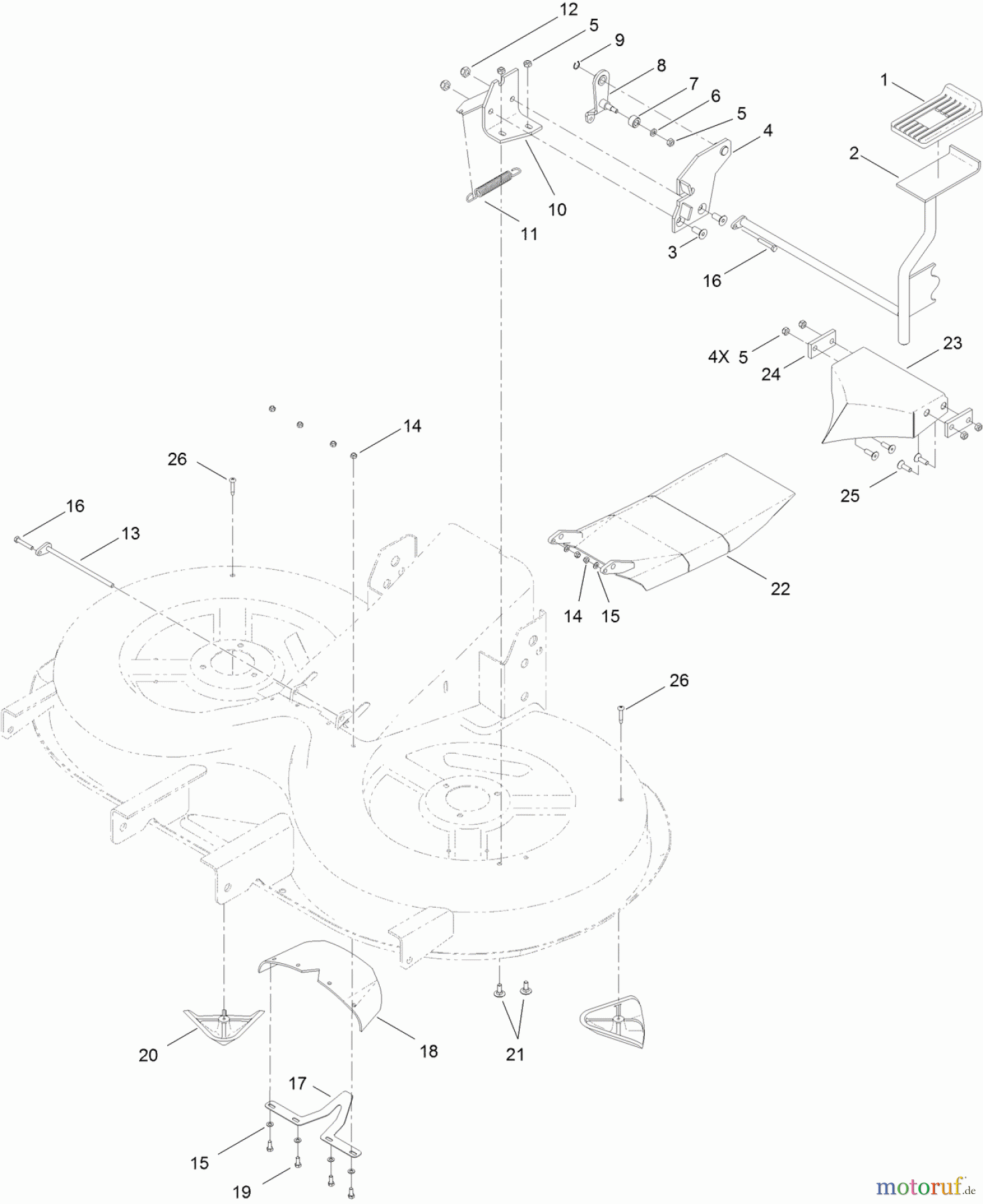  Toro Neu Mowers, Lawn & Garden Tractor Seite 1 74582 (DH 210) - Toro DH 210 Lawn Tractor, 2011 (311000001-311999999) REAR BAFFLE AND BAG ON DEMAND ASSEMBLY