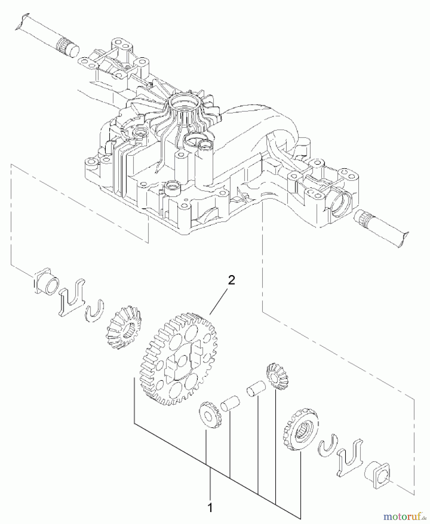  Toro Neu Mowers, Lawn & Garden Tractor Seite 1 74592 (DH 220) - Toro DH 220 Lawn Tractor, 2007 (270000652-270999999) DIFFERENTIAL GEAR ASSEMBLY TRANSMISSION ASSEMBLY NO. 104-2889