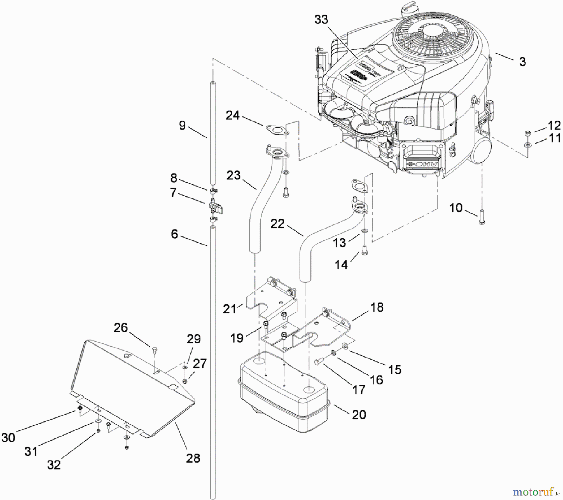  Toro Neu Mowers, Lawn & Garden Tractor Seite 1 74592 (DH 220) - Toro DH 220 Lawn Tractor, 2008 (280000529-280999999) ENGINE ASSEMBLY