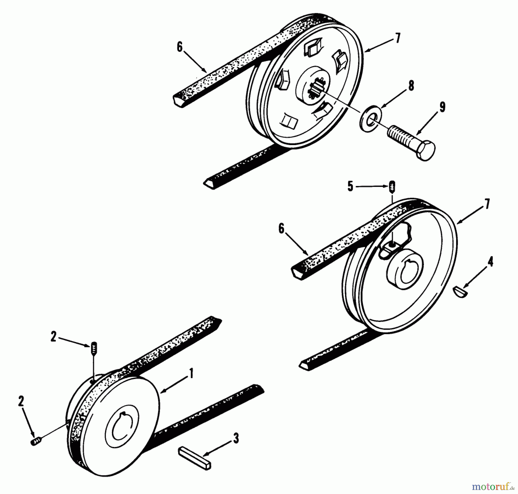  Toro Neu Mowers, Lawn & Garden Tractor Seite 1 81-16BS01 (C-161) - Toro C-161 Twin Automatic Tractor, 1978 DRIVE BELT AND PULLEYS