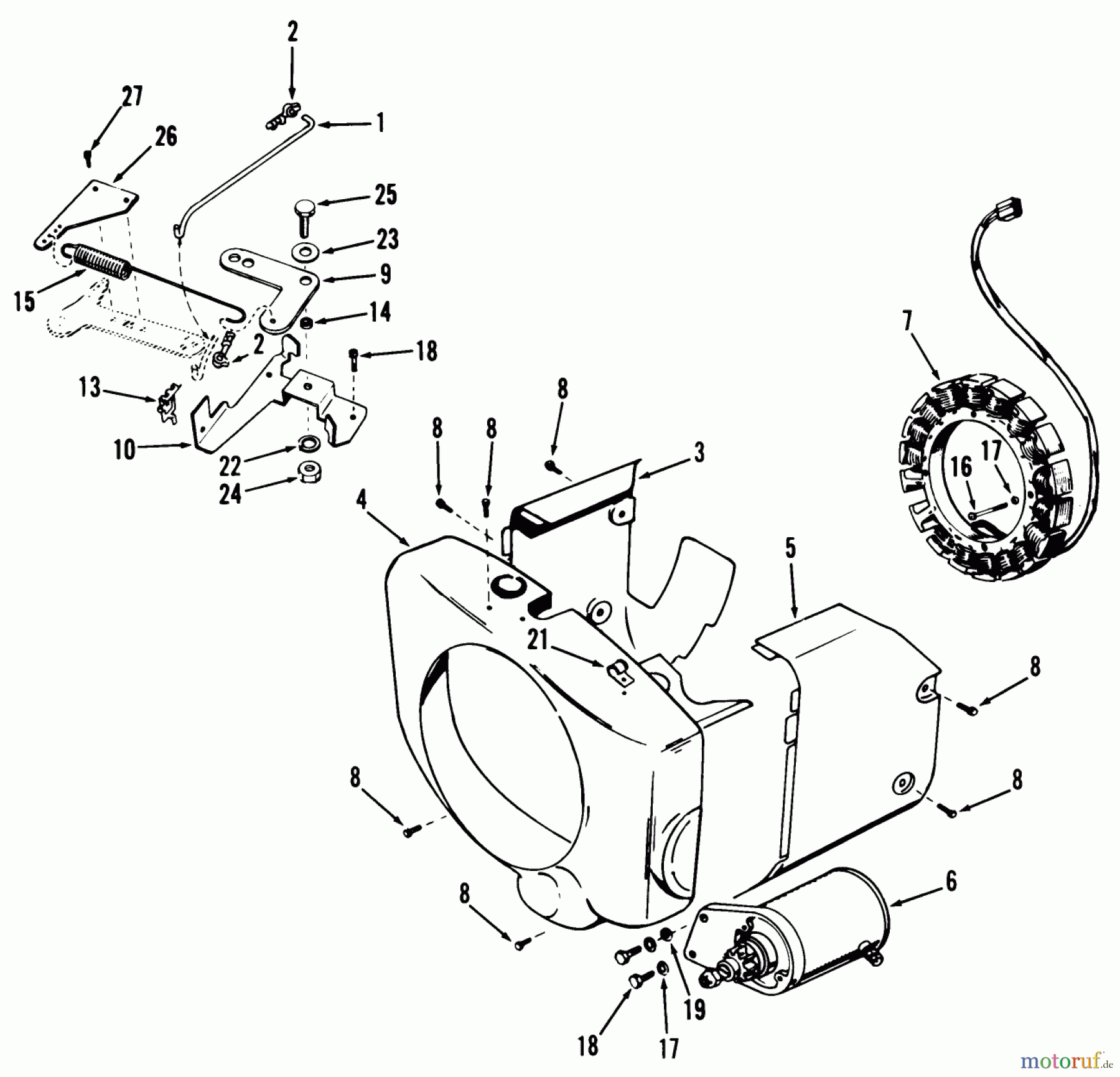  Toro Neu Mowers, Lawn & Garden Tractor Seite 2 91-20KS01 (D-200) - Toro D-200 Automatic Tractor, 1979 D-160 ONAN ENGINE, GOVERNOR, STARTER, CHARGING ALTERNATOR AND BLOWER HOUSING GROUP