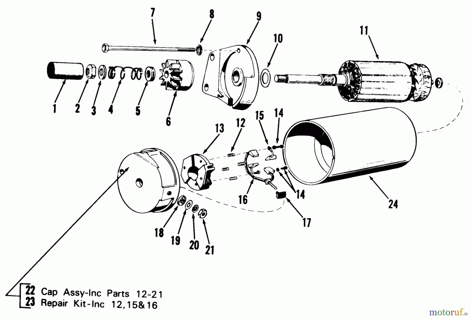  Toro Neu Mowers, Lawn & Garden Tractor Seite 2 81-20KS01 (D-200) - Toro D-200 Automatic Tractor, 1978 D-160 ONAN ENGINE, STARTING MOTOR PARTS GROUP