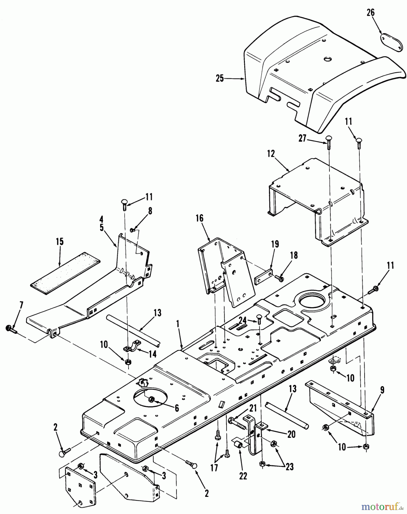  Toro Neu Mowers, Lawn & Garden Tractor Seite 2 92-11BF01 (B-111) - Toro B-111 6-Speed Tractor, 1979 FRAME, SHEET METAL AND COVERS #2