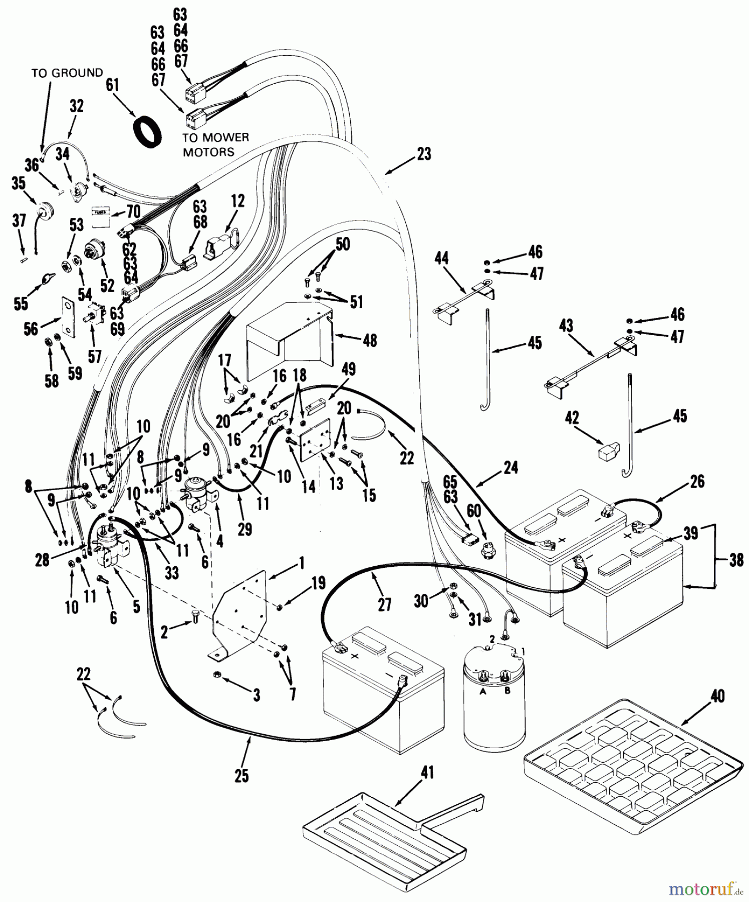  Toro Neu Mowers, Rear-Engine Rider 93-08BP01 (A-81E) - Toro A-81(E) 5-Speed Rear Engine Rider, 1979 ELECTRICAL SYSTEM - BATTERY POWERED