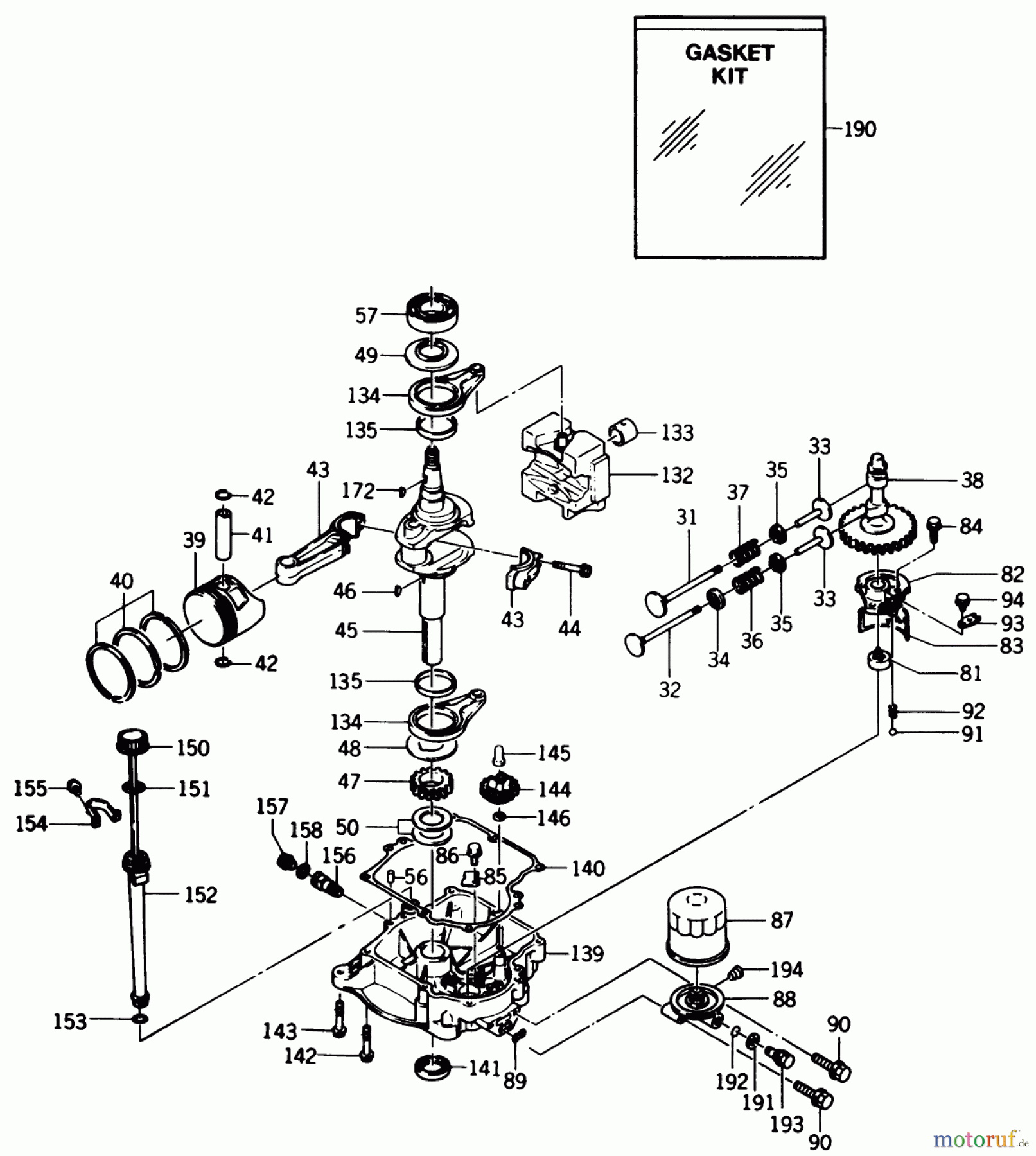  Toro Neu Mowers, Rear-Engine Rider 33-08B503 (108-5) - Toro 108-5 Rear Engine Rider, 1987 KAWASAKI FB460V TYPE AS-15 ENGINE #2