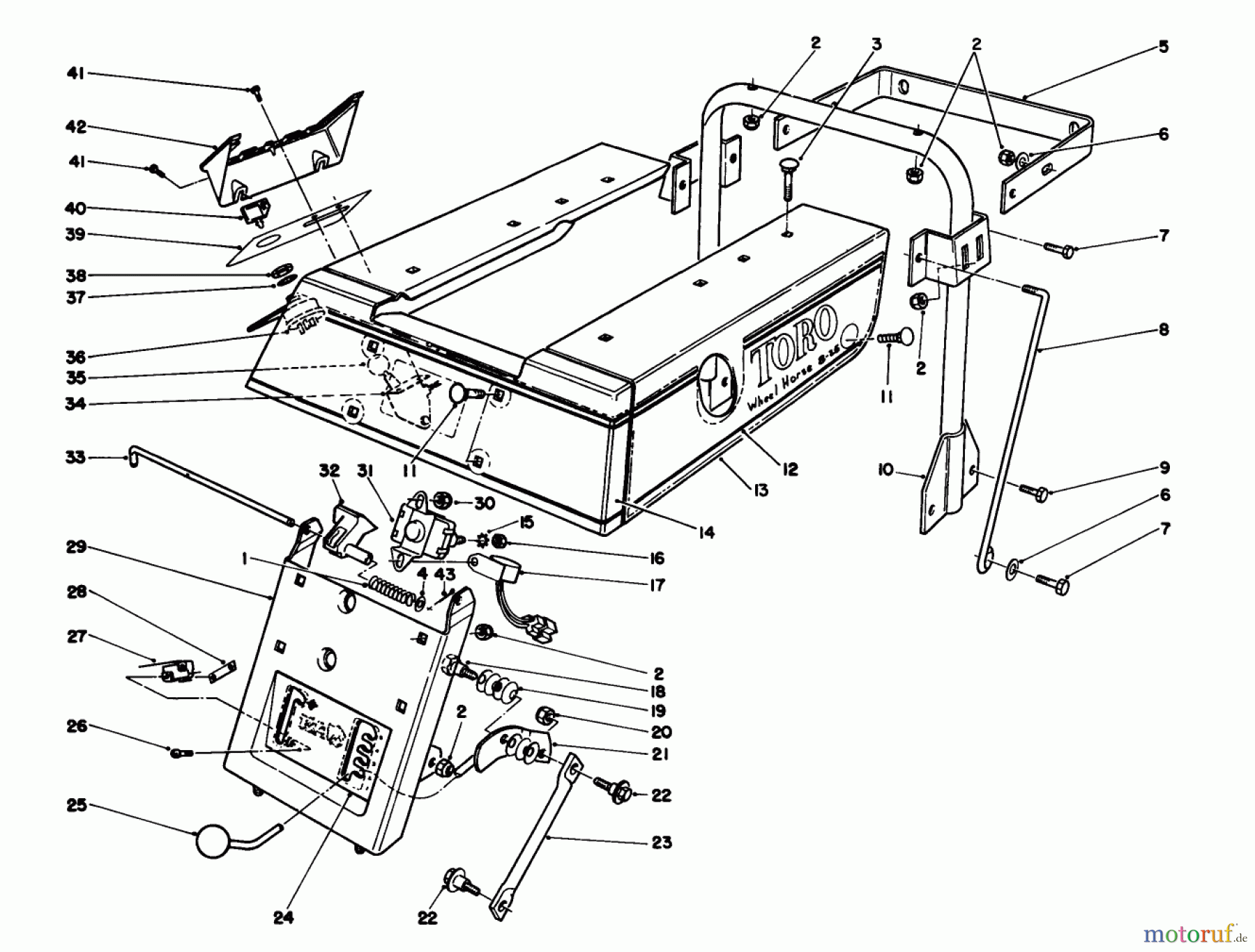  Toro Neu Mowers, Rear-Engine Rider 56133 (8-25) - Toro 8-25 Rear Engine Rider, 1992 (2000001-2999999) REAR BODY ASSEMBLY