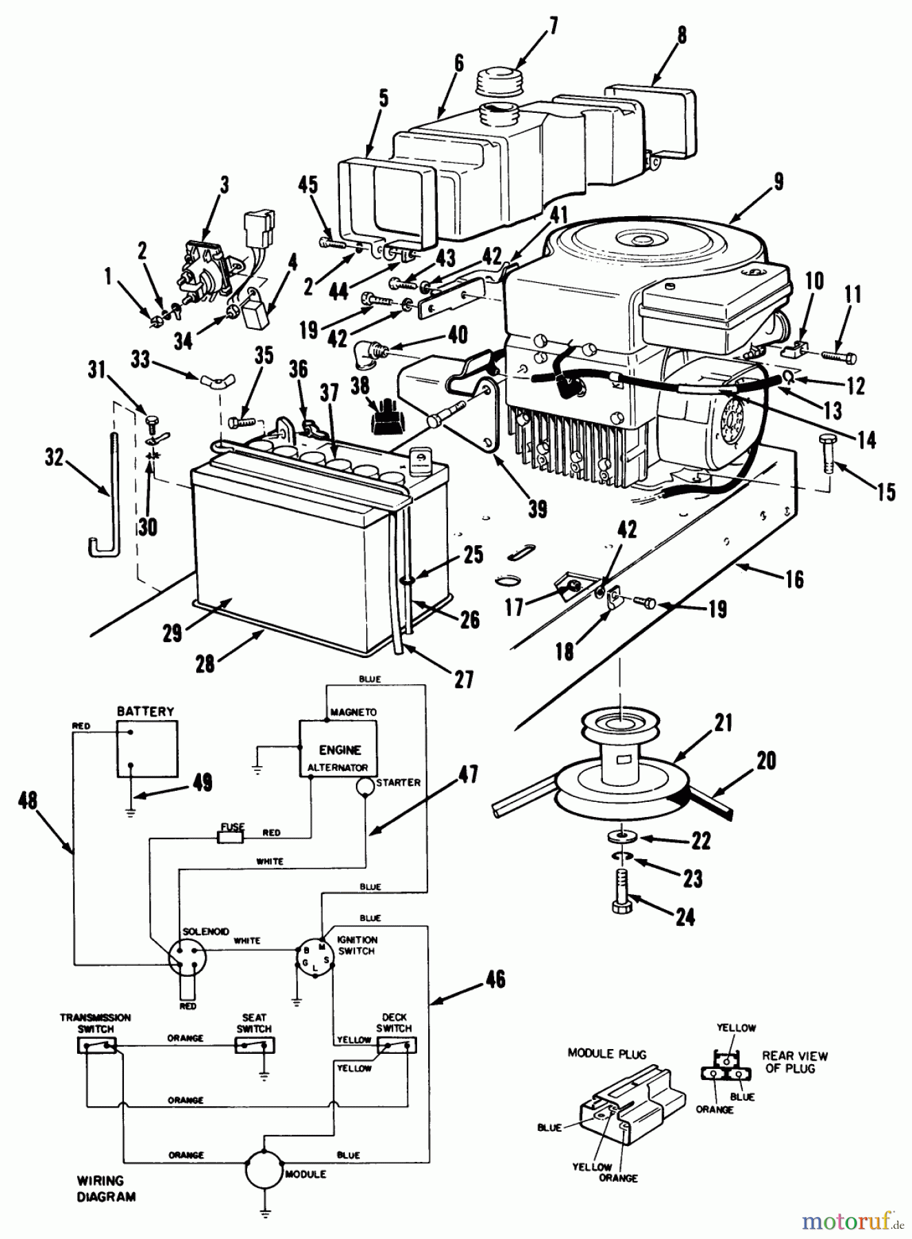  Toro Neu Mowers, Rear-Engine Rider 56175 (12-32) - Toro 12-32 Rear Engine Rider, 1990 (0000001-0999999) ENGINE ASSEMBLY