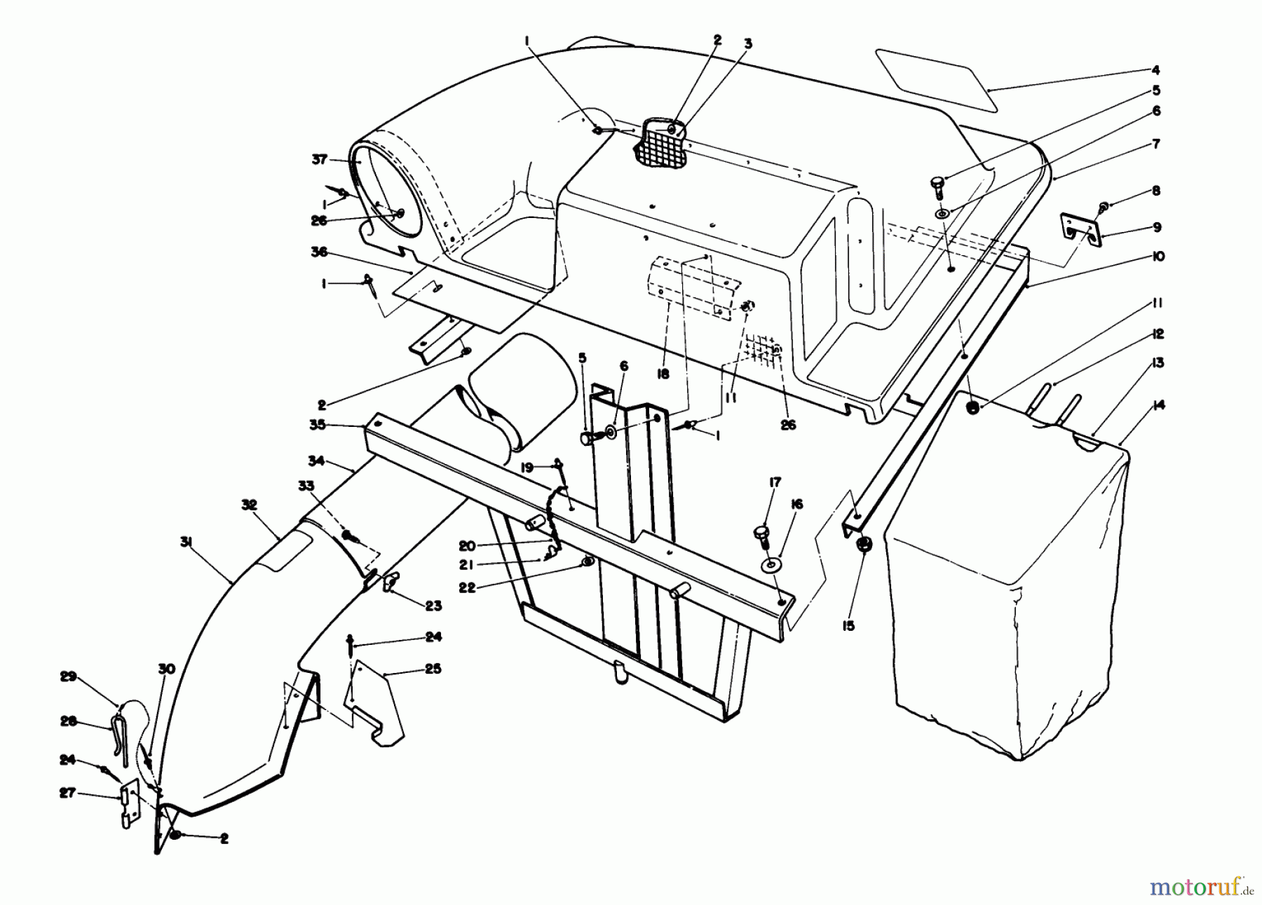  Toro Neu Mowers, Rear-Engine Rider 56175 (12-32) - Toro 12-32 Rear Engine Rider, 1989 (9000001-9999999) TWIN BAGGER GRASS CATCHER MODEL NO. 59184 (OPTIONAL)