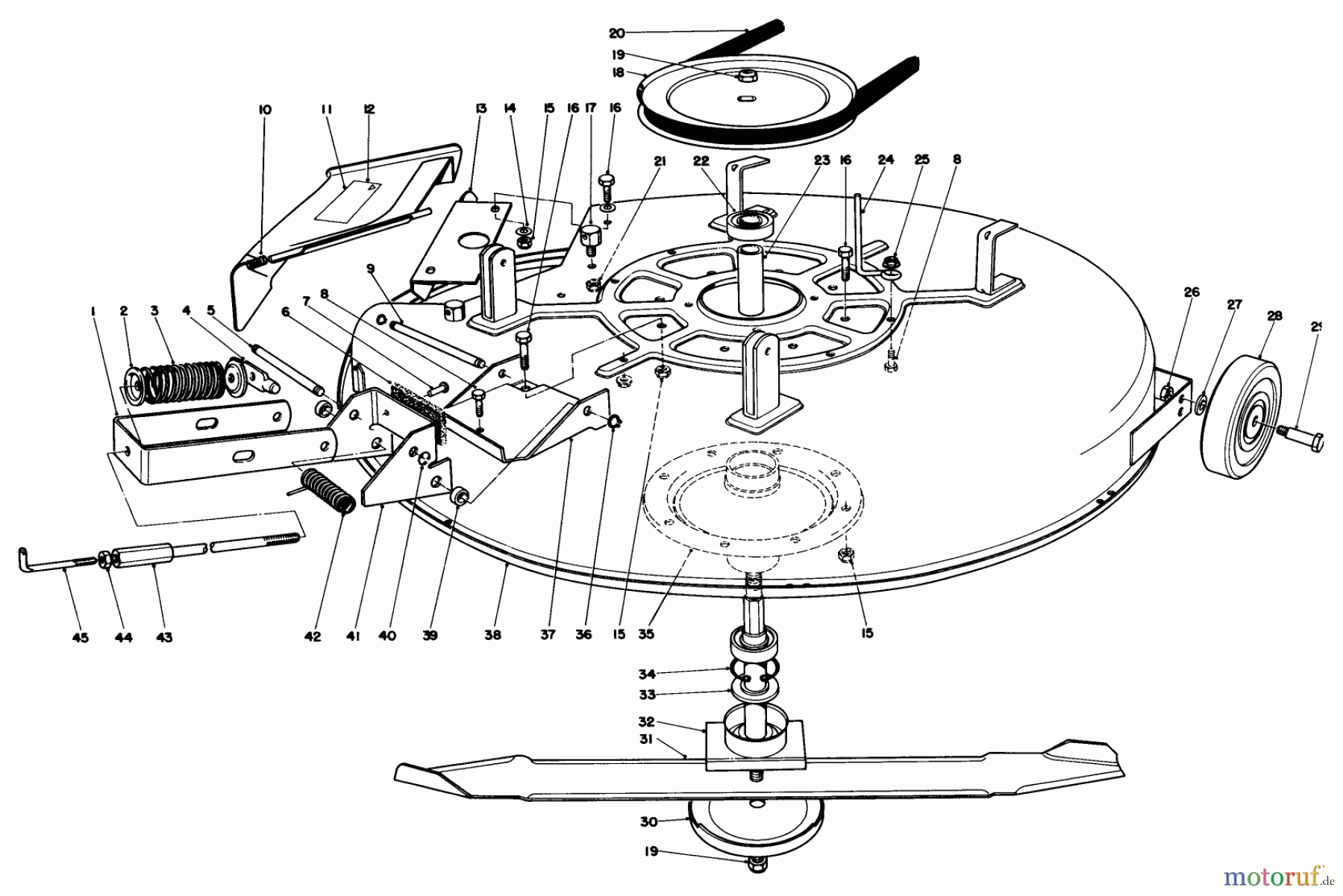  Toro Neu Mowers, Rear-Engine Rider 56155 (11-32) - Toro 11-32 Rear Engine Rider, 1983 (3000001-3999999) MOWER ASSEMBLY