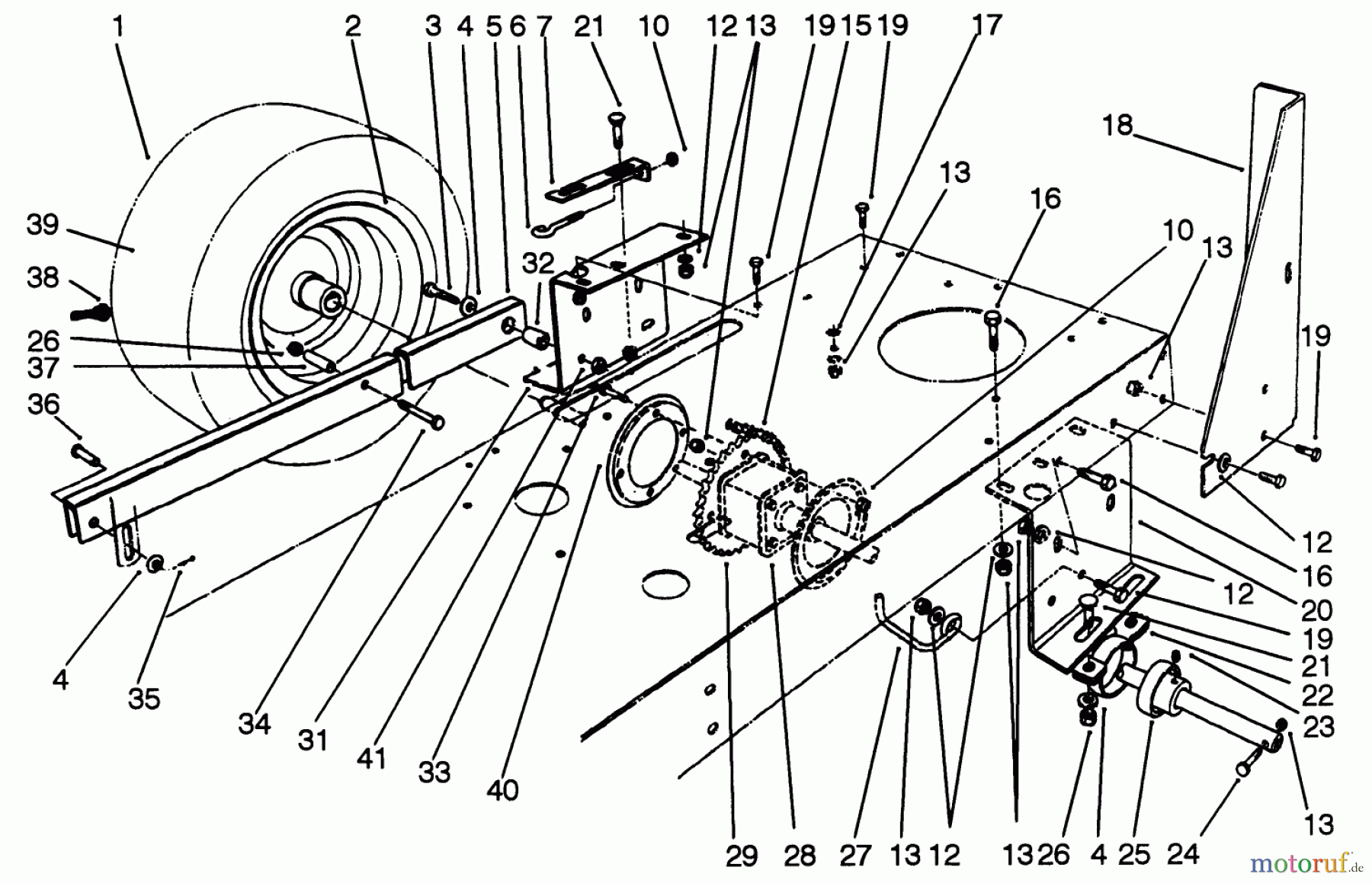  Toro Neu Mowers, Rear-Engine Rider 56185 (8-32) - Toro 8-32 Rear Engine Rider, 1992 (2000001-2999999) REAR AXLE ASSEMBLY