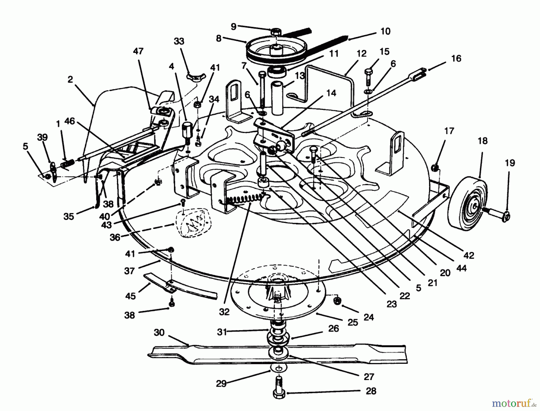  Toro Neu Mowers, Rear-Engine Rider 70040 (8-25) - Toro 8-25 Rear Engine Rider, 1996 (6900001-6999999) CUTTING UNIT ASSEMBLY