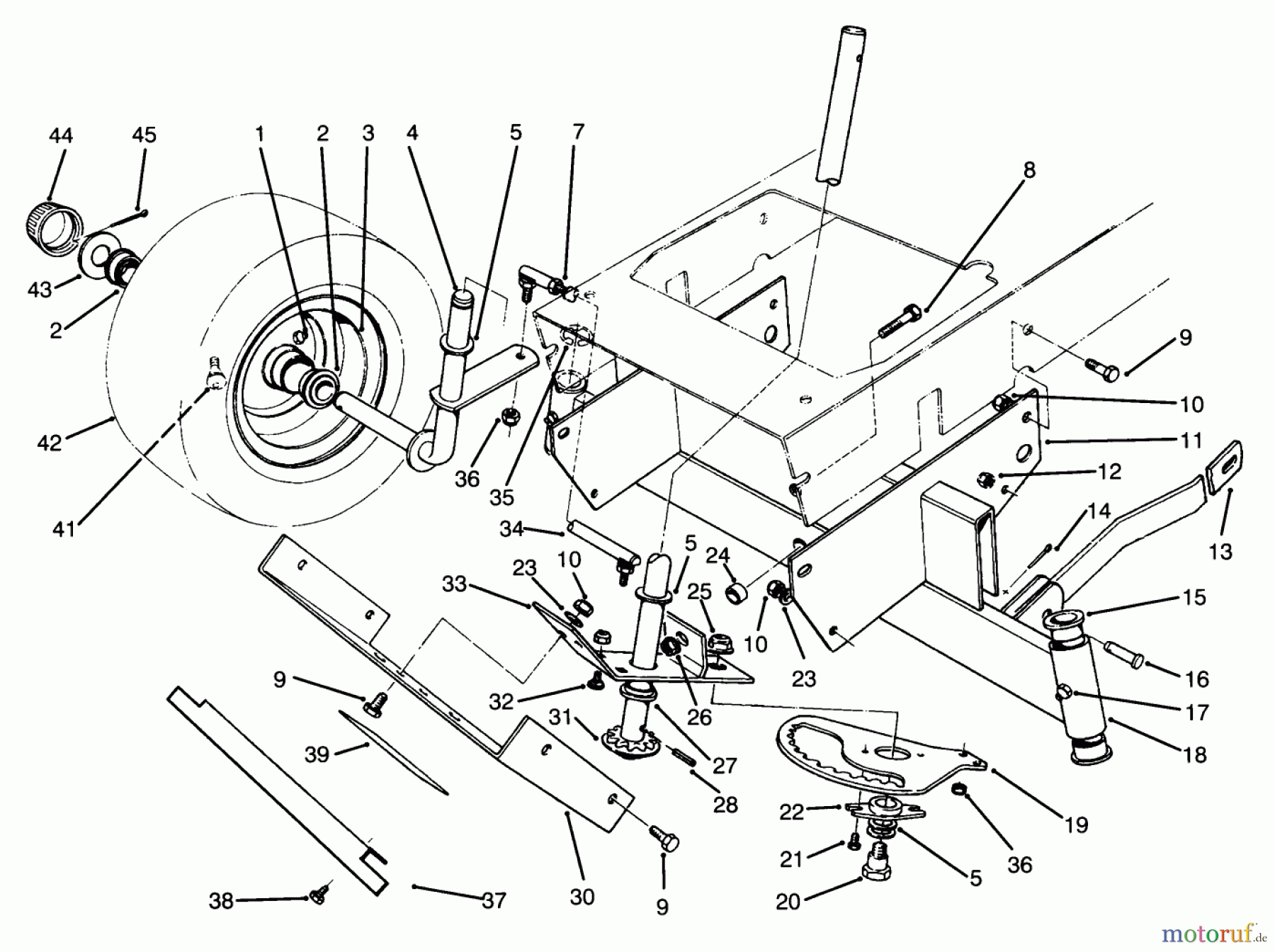  Toro Neu Mowers, Rear-Engine Rider 70120 (12-32) - Toro 12-32 Recycler Rider, 1993 (3900001-3999999) FRONT AXLE ASSEMBLY