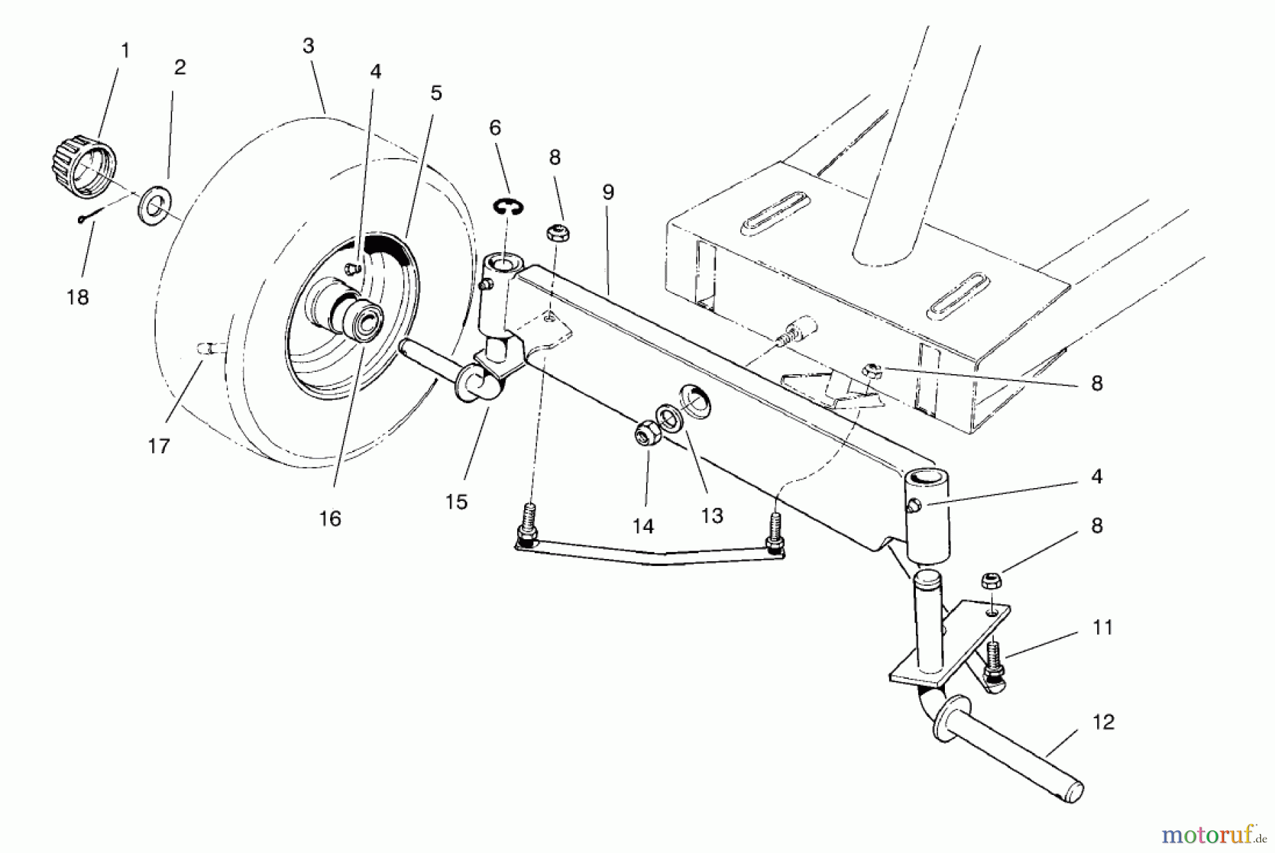  Toro Neu Mowers, Rear-Engine Rider 70060 (8-25) - Toro 8-25 Rear Engine Rider, 1998 (89000001-89999999) FRONT AXLE ASSEMBLY