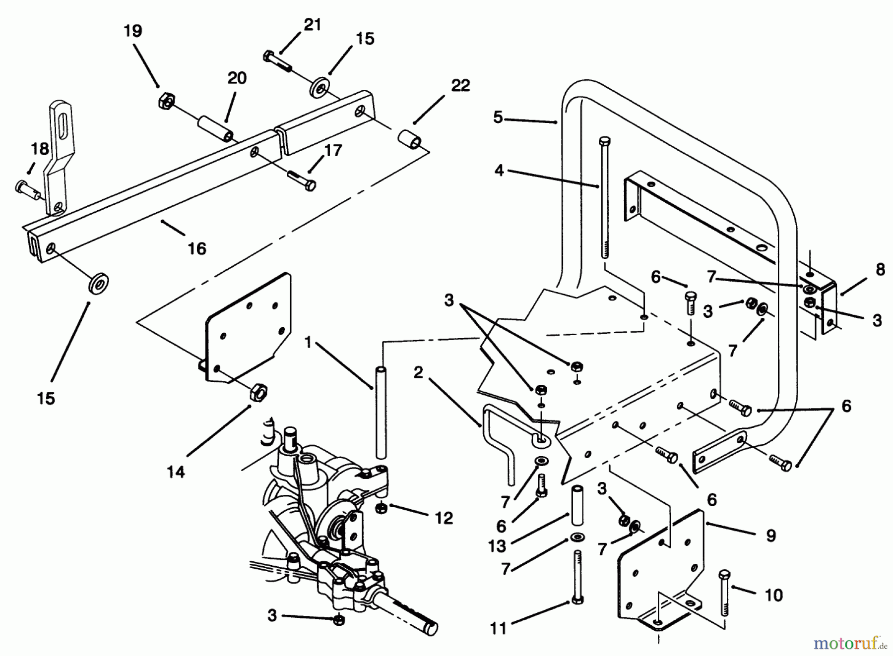  Toro Neu Mowers, Rear-Engine Rider 70120 (12-32) - Toro 12-32 Recycler Rider, 1996 (6900001-6999999) STAND BAR ASSEMBLY