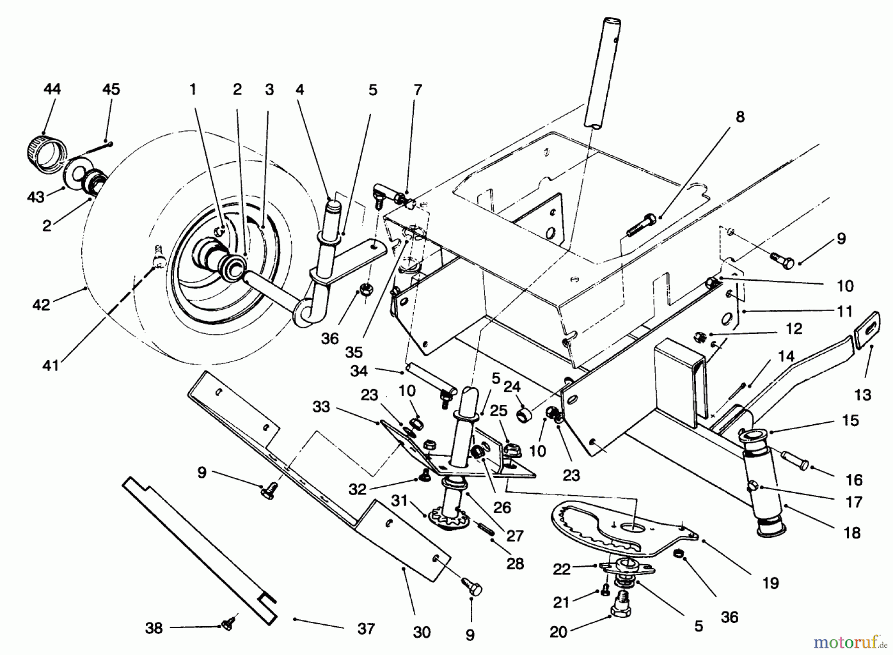  Toro Neu Mowers, Rear-Engine Rider 70081 (11-32) - Toro 11-32 Rear Engine Rider, 1996 (6900001-6999999) FRONT AXLE ASSEMBLY