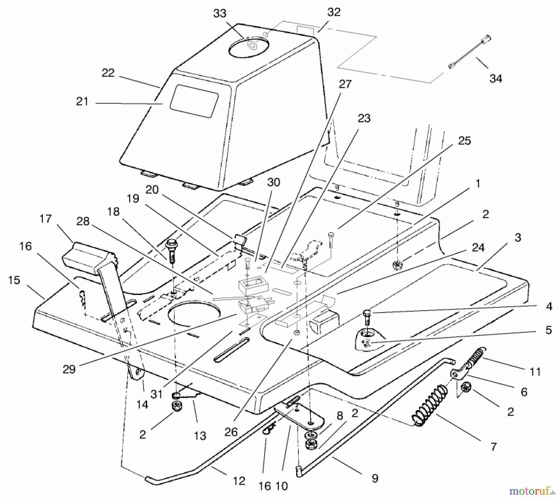  Toro Neu Mowers, Rear-Engine Rider 70122 (8-25) - Toro 8-25 Rear Engine Rider, 1999 (9900001-9999999) FRONT BODY ASSEMBLY