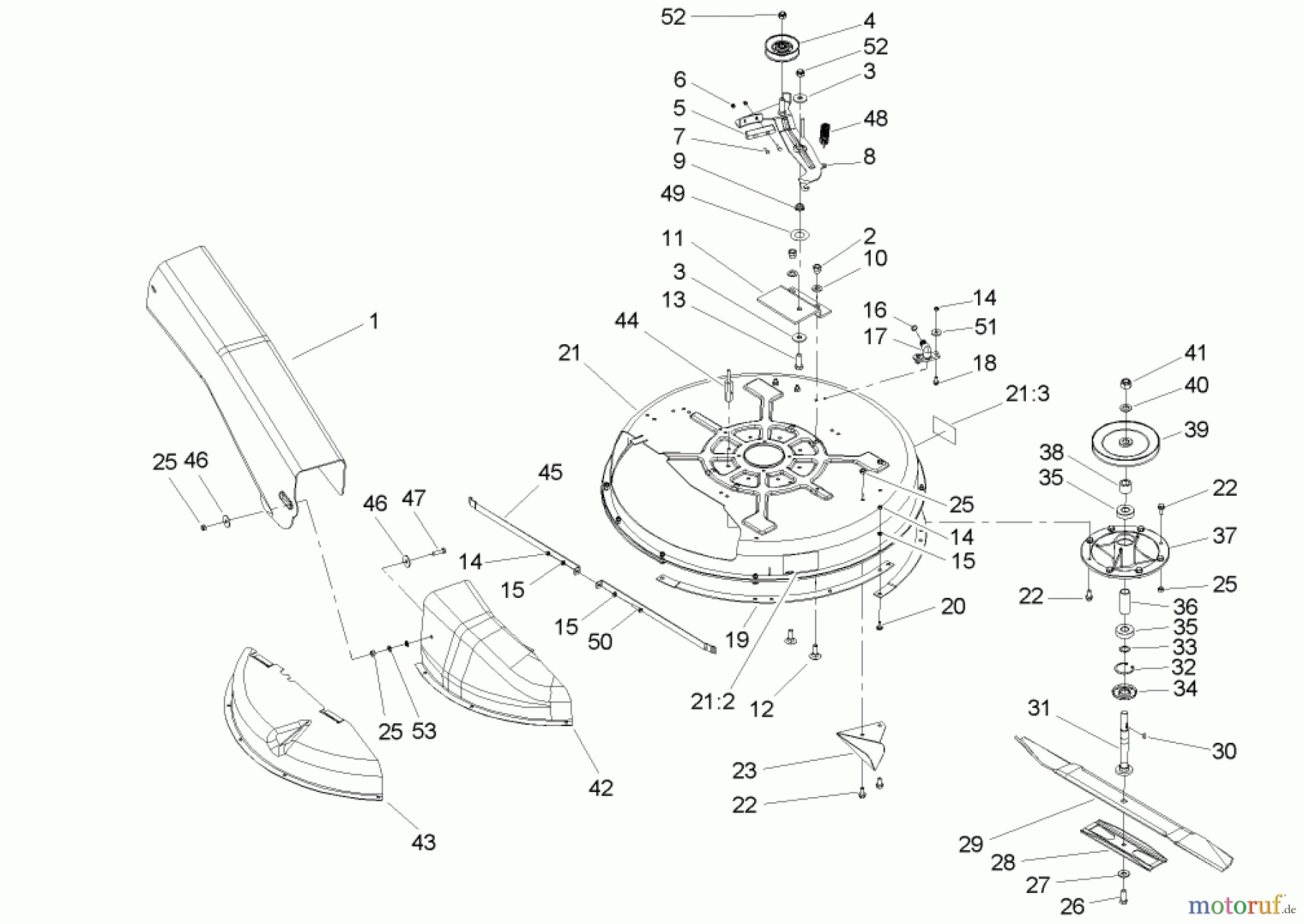  Toro Neu Mowers, Rear-Engine Rider 70185 (G132) - Toro G132 Rear-Engine Riding Mower, 2006 (260000001-260999999) DECK AND SPINDLE ASSEMBLY