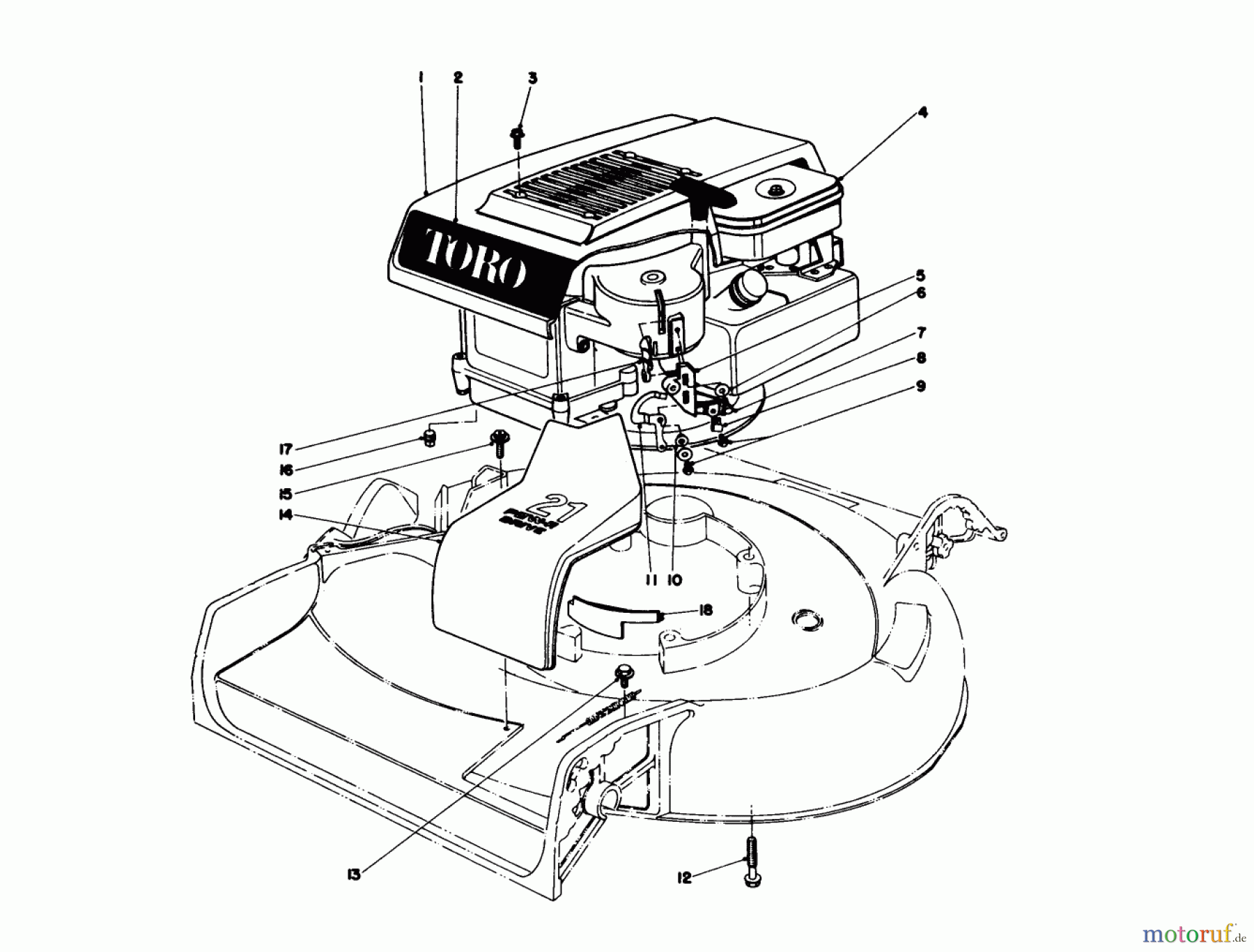  Toro Neu Mowers, Walk-Behind Seite 1 16113 - Toro Whirlwind II Lawnmower, 1978 (8000001-8999999) ENGINE ASSEMBLY MODEL 16277