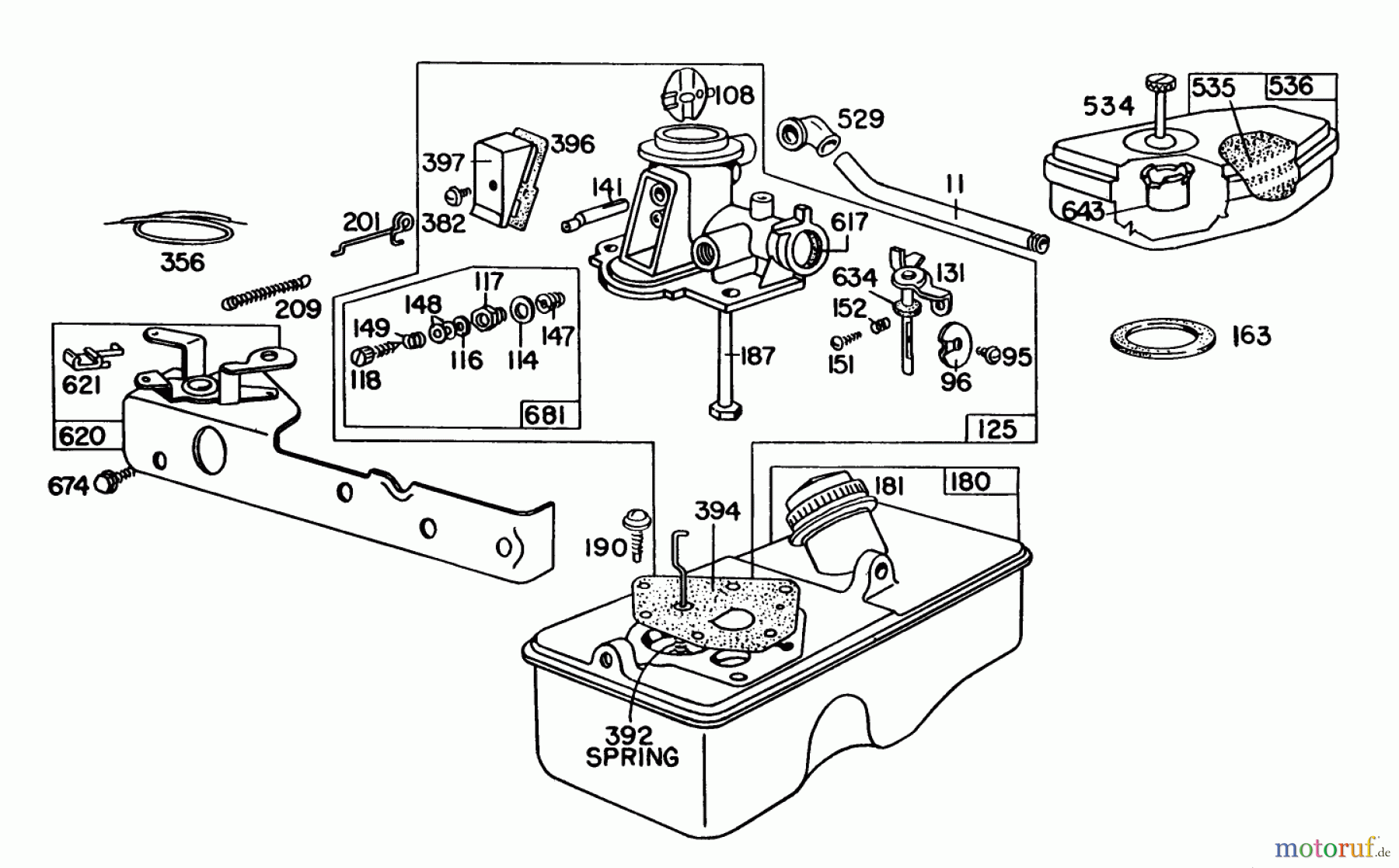  Toro Neu Mowers, Walk-Behind Seite 1 16350 - Toro Lawnmower, 1979 (9000001-9999999) BRIGGS & STRATTON CARBURETOR ASSEMBLY MODEL 92508-1033-02