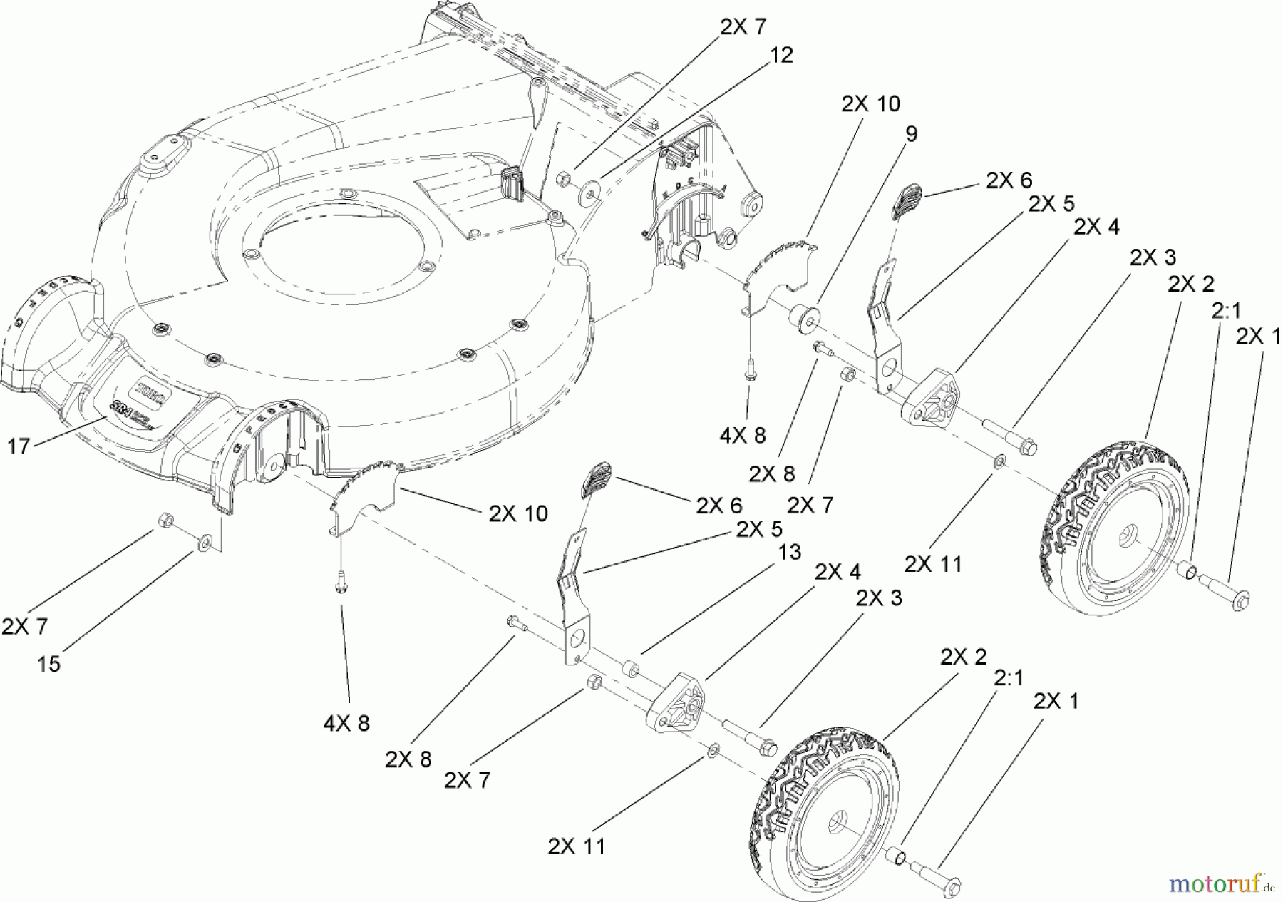  Toro Neu Mowers, Walk-Behind Seite 1 20090 - Toro Super Recycler Lawn Mower, 2008 (280000001-280999999) HEIGHT-OF-CUT ASSEMBLY