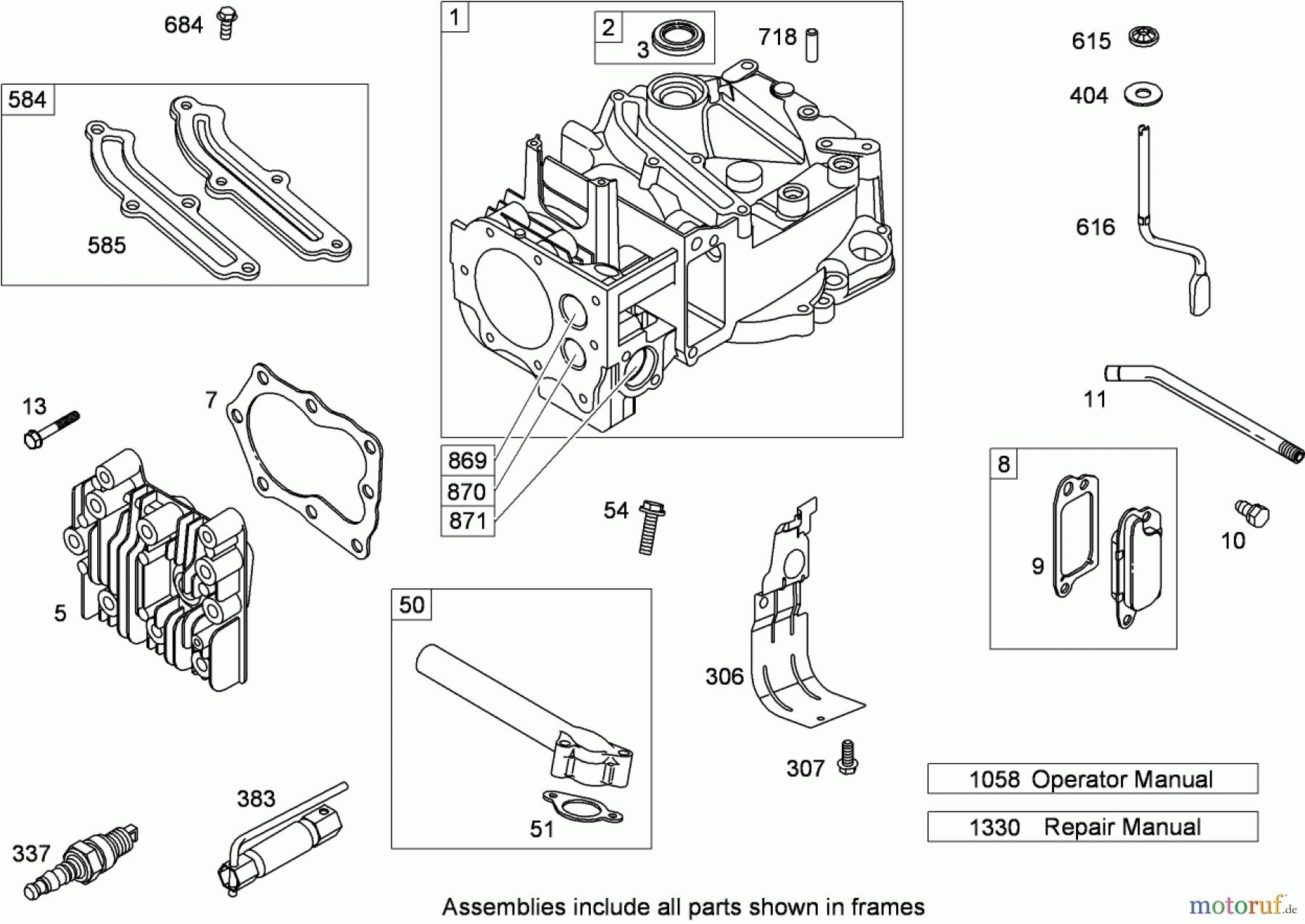  Toro Neu Mowers, Walk-Behind Seite 1 20095C - Toro Super Recycler Lawn Mower, 2008 (280000001-280999999) CYLINDER ASSEMBLY BRIGGS AND STRATTON 126T07-0238-B1