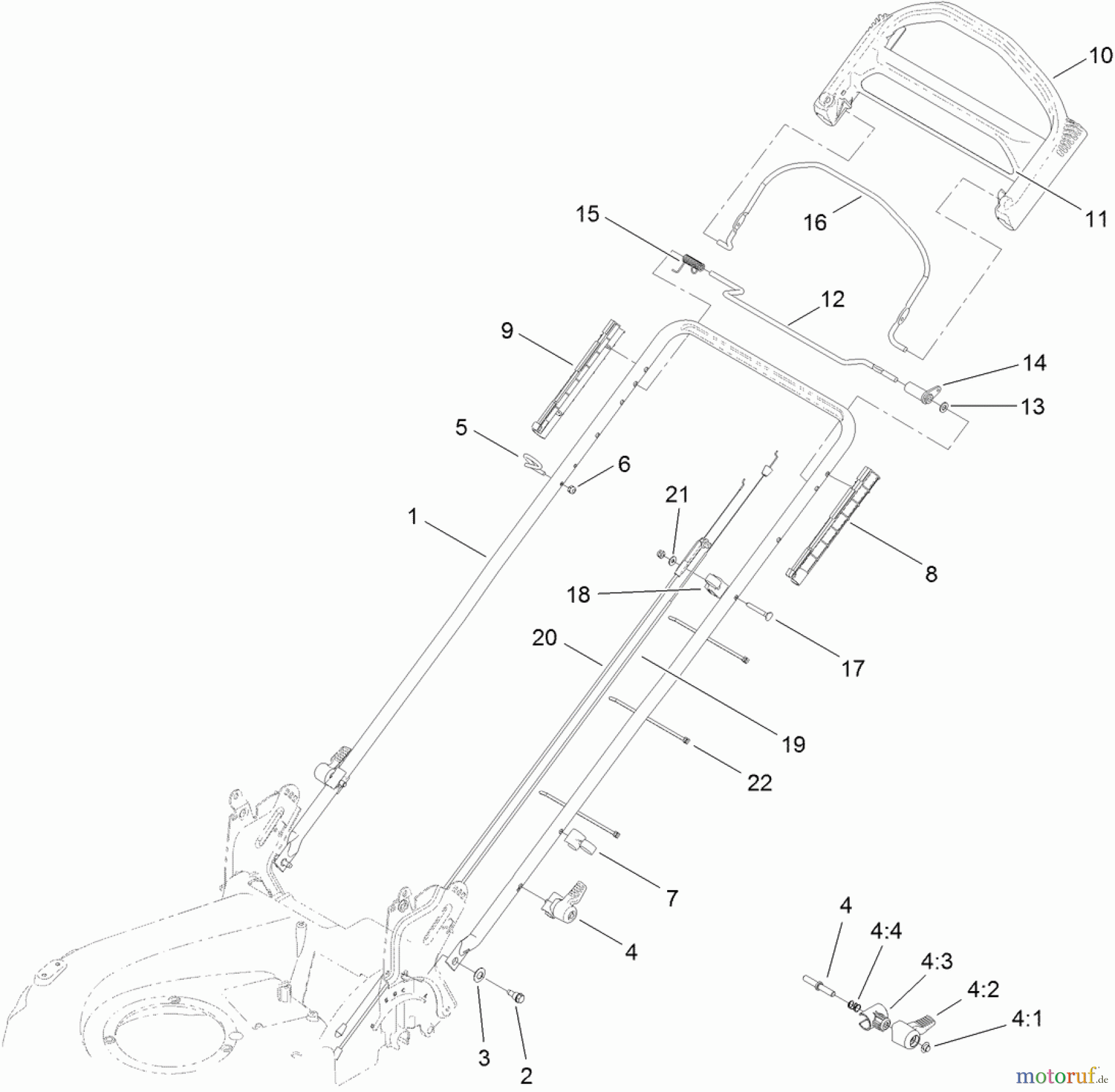  Toro Neu Mowers, Walk-Behind Seite 1 20382 - Toro Super Recycler Lawn Mower, 2012 (SN 312000001-312999999) HANDLE ASSEMBLY