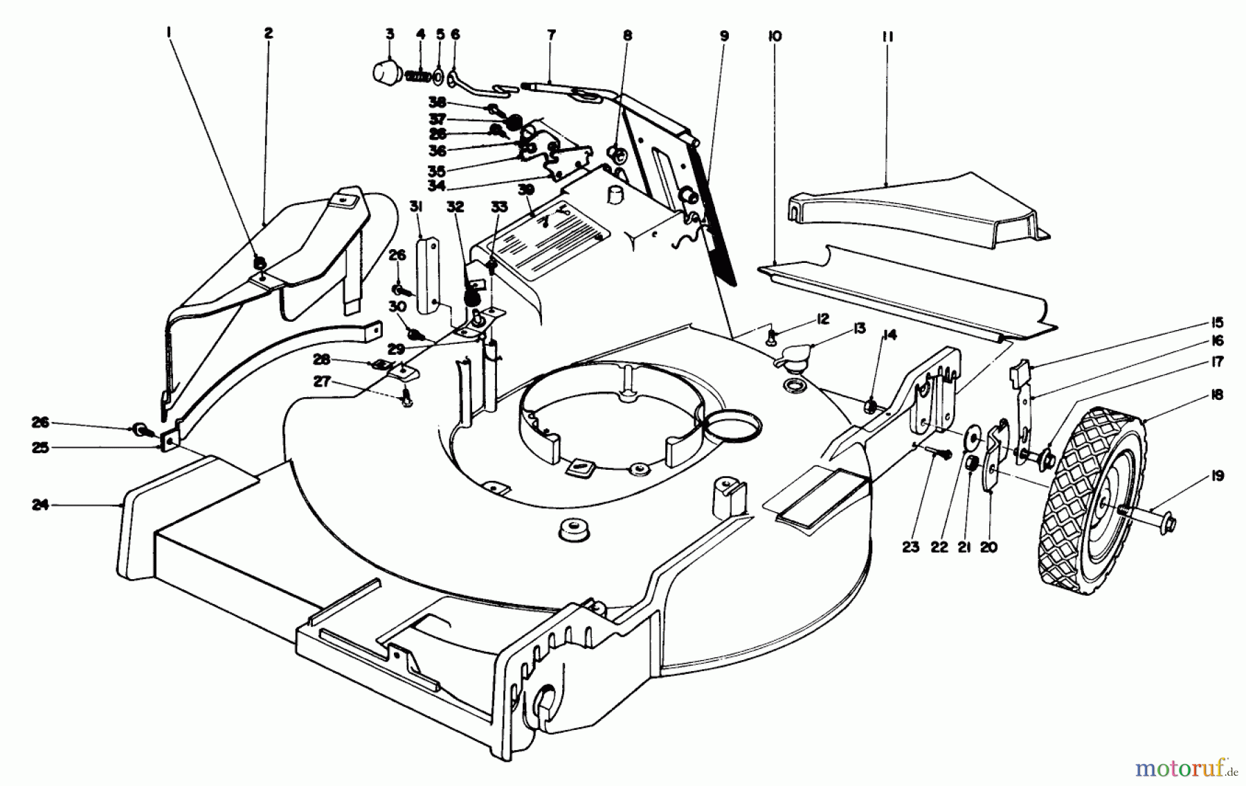  Toro Neu Mowers, Walk-Behind Seite 1 20550 - Toro Lawnmower, 1974 (4000001-4999999) HOUSING ASSEMBLY MODEL 20550 AND 20660