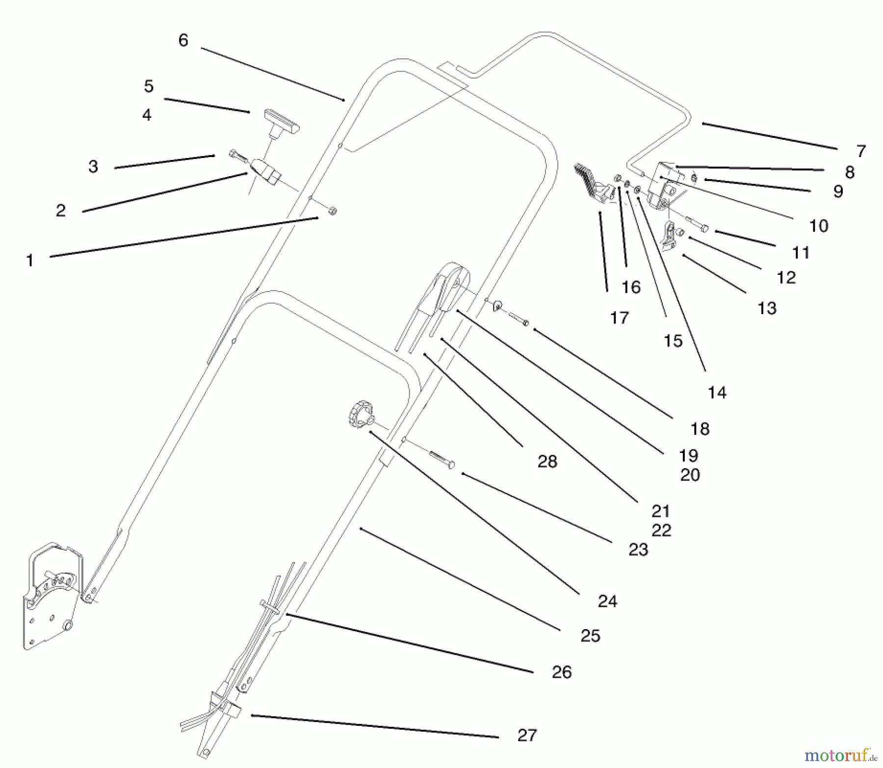  Toro Neu Mowers, Walk-Behind Seite 1 20444 - Toro Lawnmower, 1995 (5900001-5999999) HANDLE ASSEMBLY