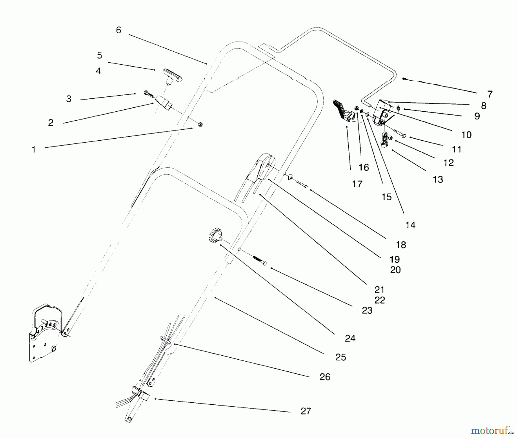  Toro Neu Mowers, Walk-Behind Seite 1 20454 - Toro Lawnmower, 1996 (6900001-6999999) HANDLE ASSEMBLY