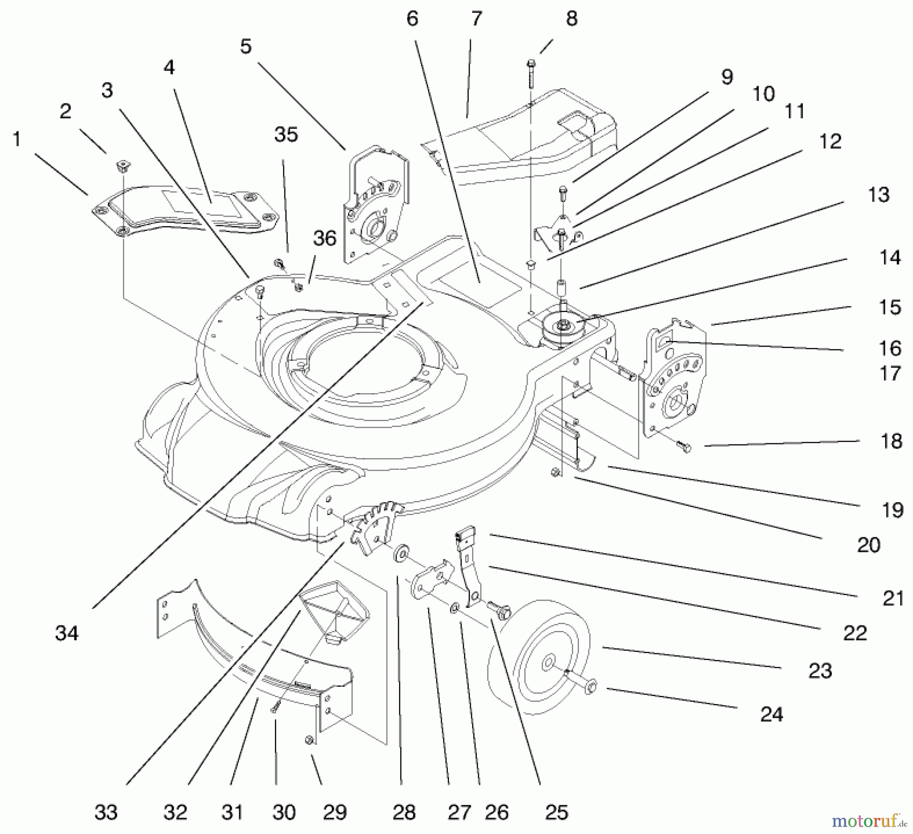  Toro Neu Mowers, Walk-Behind Seite 1 20452 (R-21S) - Toro Recycler Mower, R-21S, 1998 (8900001-8999999) HOUSING ASSEMBLY