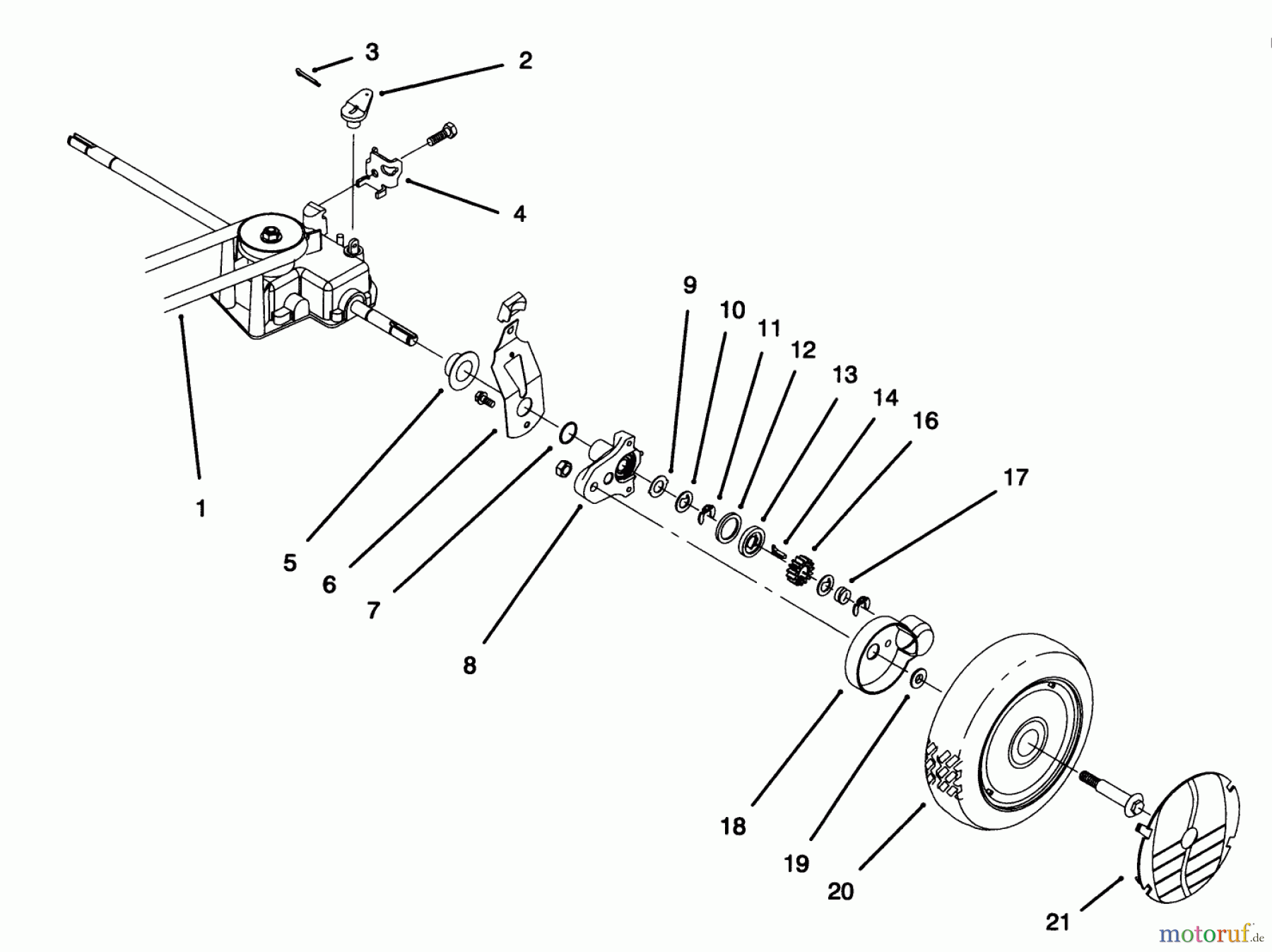  Toro Neu Mowers, Walk-Behind Seite 1 20466 - Toro Super Recycler Lawnmower, 1995 (5900001-5999999) REAR AXLE ASSEMBLY