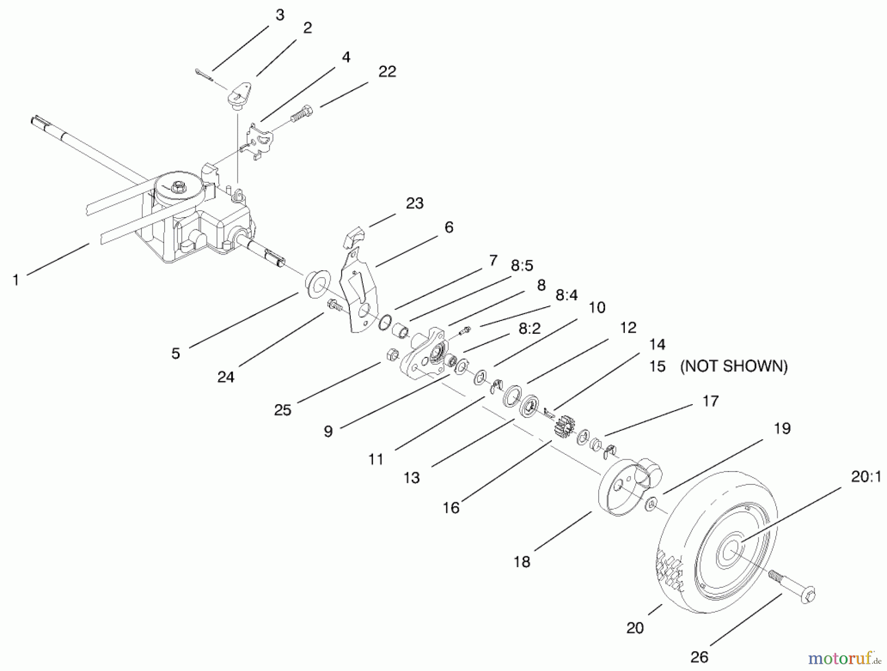  Toro Neu Mowers, Walk-Behind Seite 1 20495 (SR-21SE) - Toro Super Recycler Mower, SR-21SE, 1998 (8900001-8999999) REAR AXLE ASSEMBLY