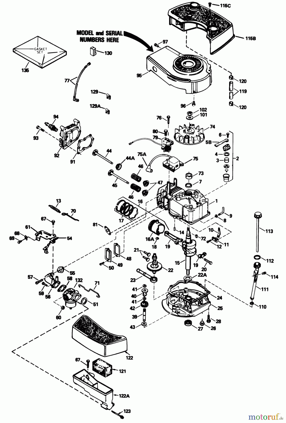  Toro Neu Mowers, Walk-Behind Seite 1 20574 - Toro Lawnmower, 1989 (9000001-9999999) ENGINE MODEL NO. TNT 100-10104F