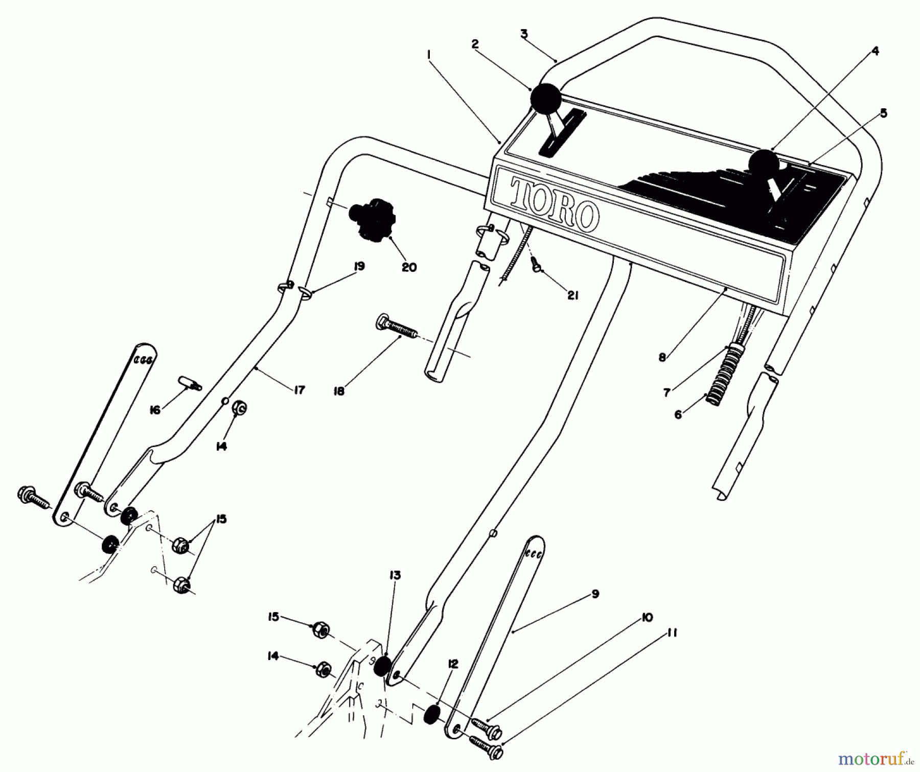  Toro Neu Mowers, Walk-Behind Seite 1 20684 - Toro Lawnmower, 1986 (6000001-6999999) HANDLE ASSEMBLY
