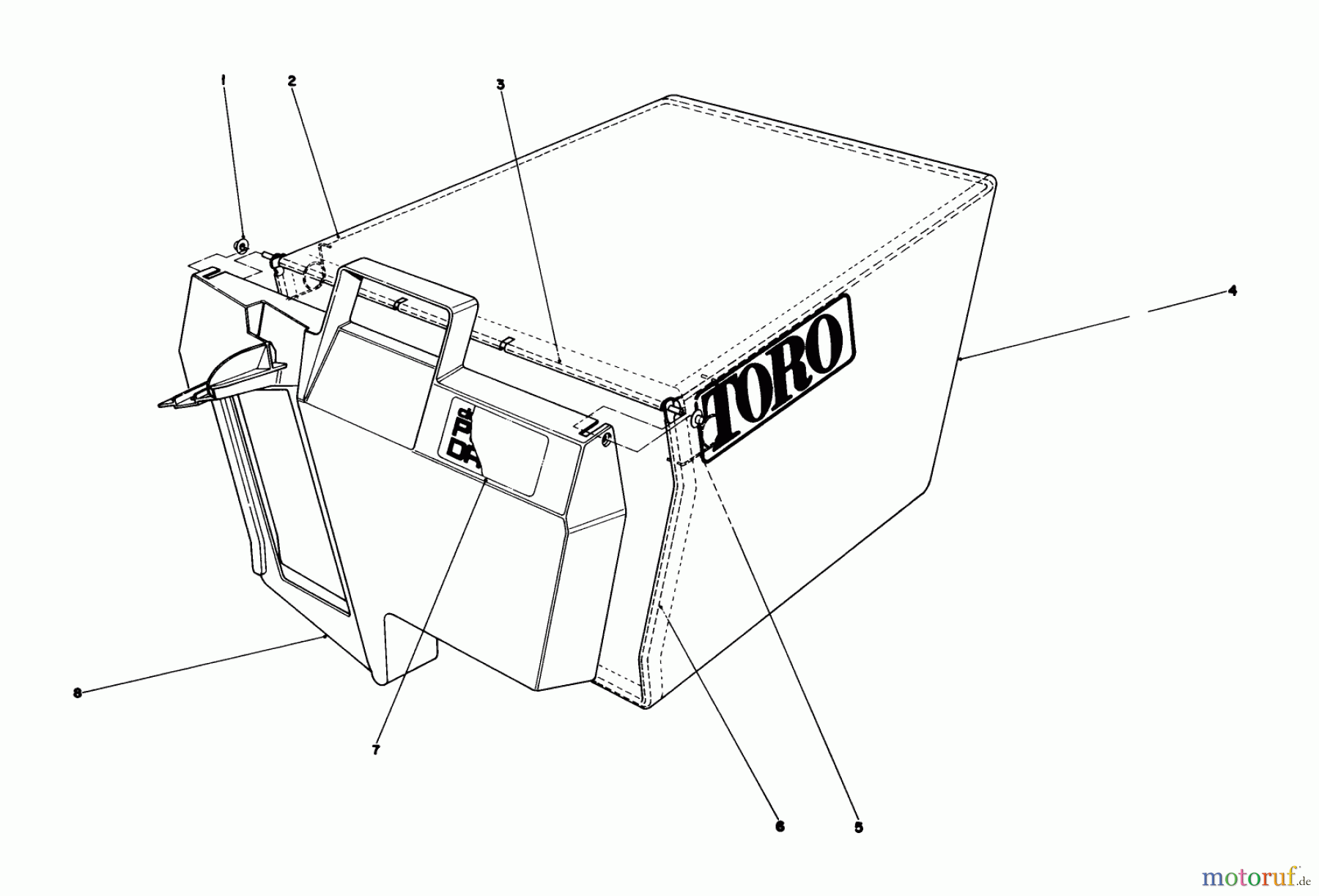  Toro Neu Mowers, Walk-Behind Seite 1 20718 - Toro Lawnmower, 1985 (5000001-5999999) GRASS BAG ASSEMBLY NO. 11-0189