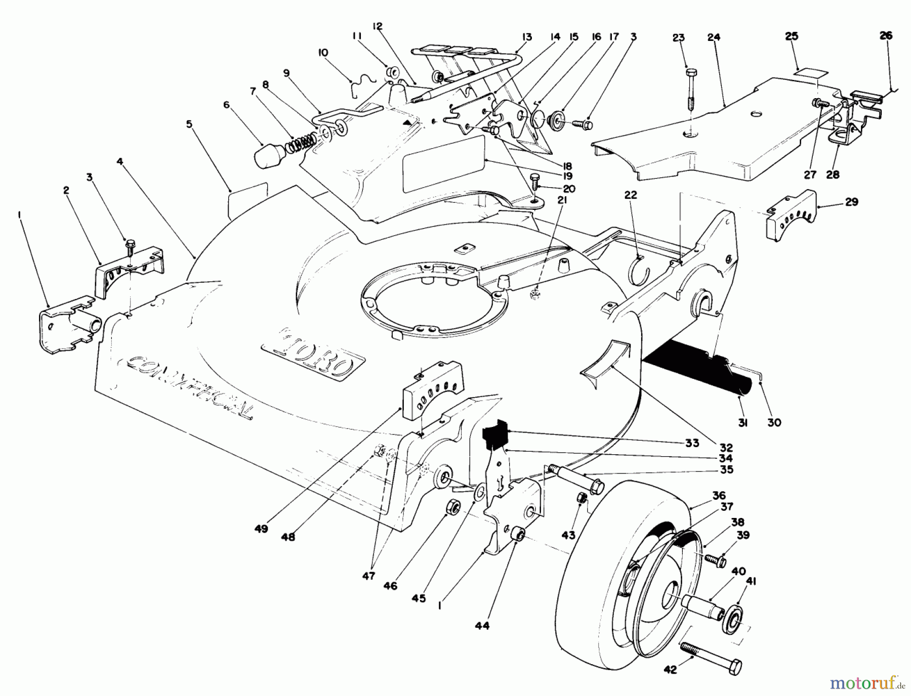  Toro Neu Mowers, Walk-Behind Seite 2 22035 - Toro Lawnmower, 1988 (8000001-8002989) HOUSING ASSEMBLY (MODEL 22035)