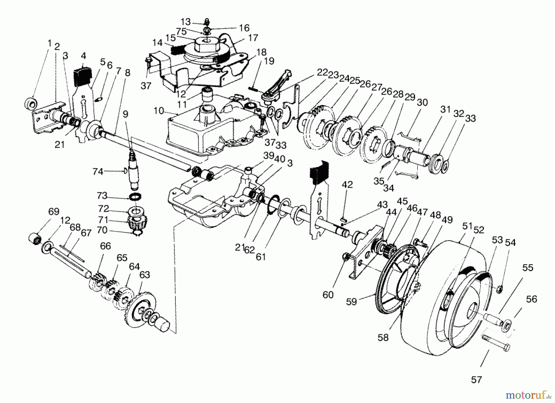  Toro Neu Mowers, Walk-Behind Seite 2 22038 - Toro Rear Bagger Mower, 1998 (8900001-8999999) GEAR CASE ASSEMBLY