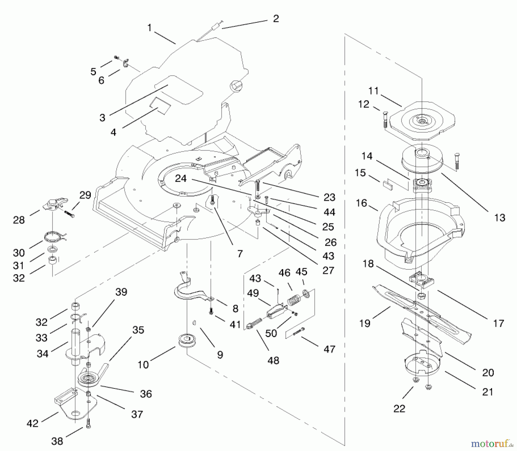  Toro Neu Mowers, Walk-Behind Seite 2 22162 - Toro Recycler Mower, 2000 (200000001-200999999) BLADE BRAKE CLUTCH ASSEMBLY