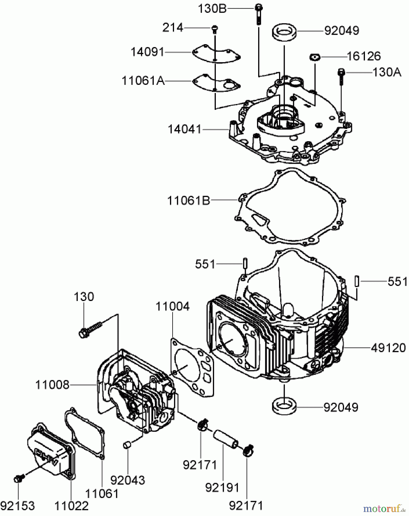  Toro Neu Mowers, Walk-Behind Seite 2 22164 (PT21) - Toro PT21 Trim Mower, 2007 (270003001-270999999) CYLINDER AND CRANKCASE ASSEMBLY KAWASAKI FJ180V-AS28